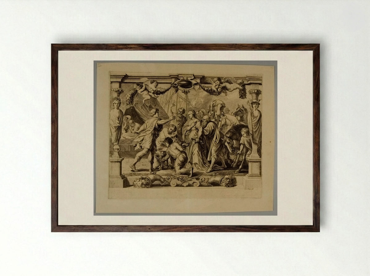 Briseis Restored to Achilles - Frans Ertinger - Framed Print Dark Wood