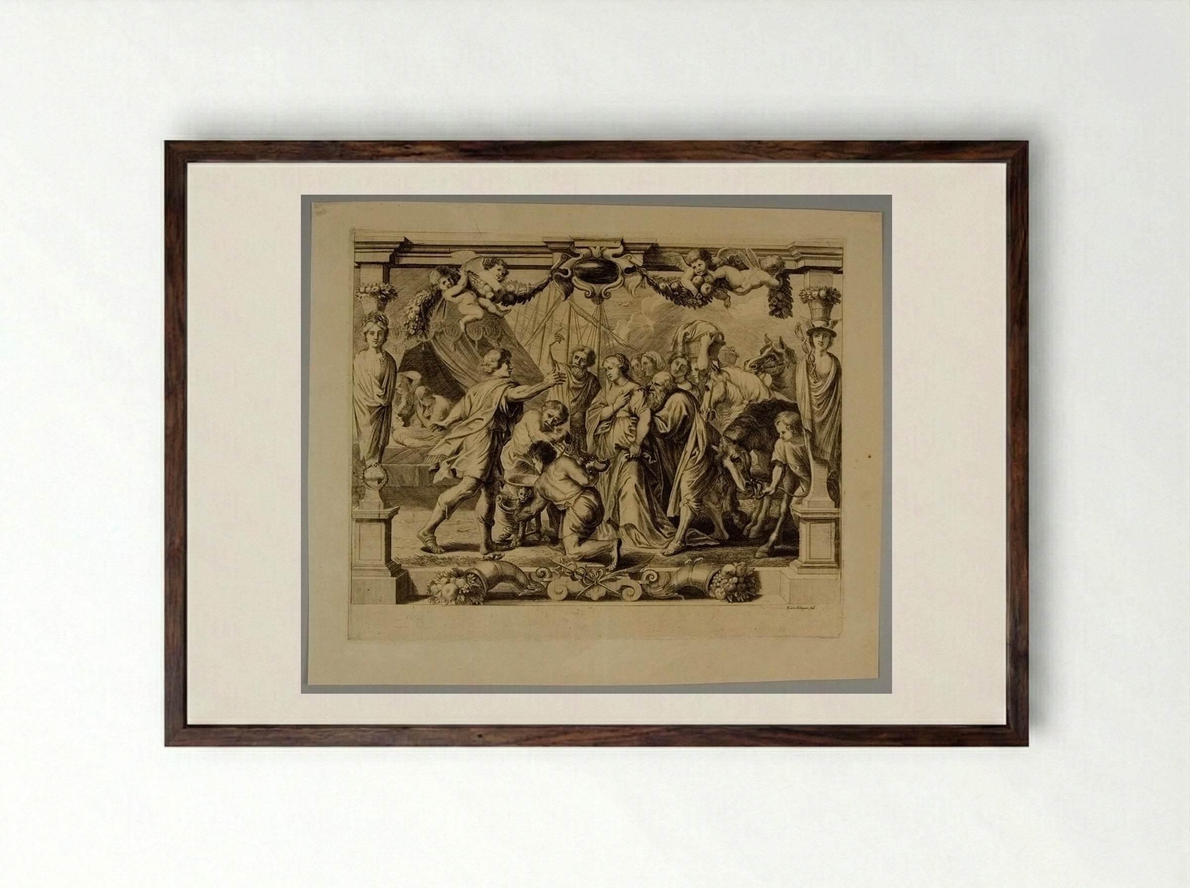 Briseis Restored to Achilles - Frans Ertinger - Framed Print Dark Wood