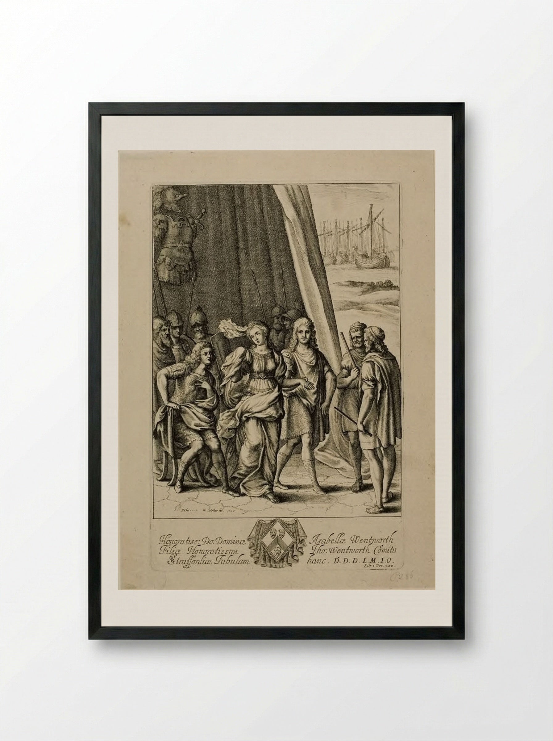 Briseis and Achilles - Wenceslaus Hollar - Framed Print Black