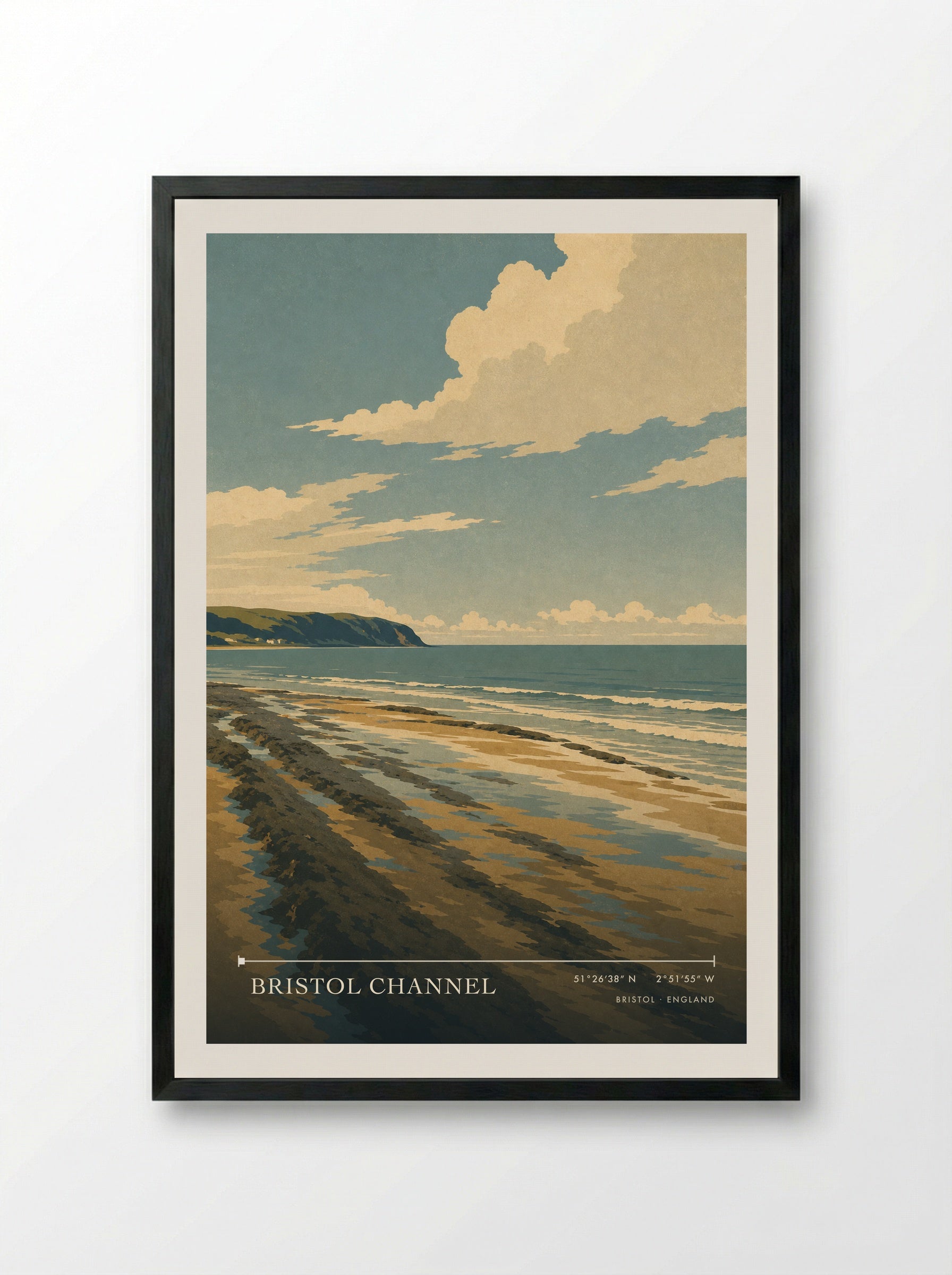 Bristol Channel England Travel Poster - Framed Print Black