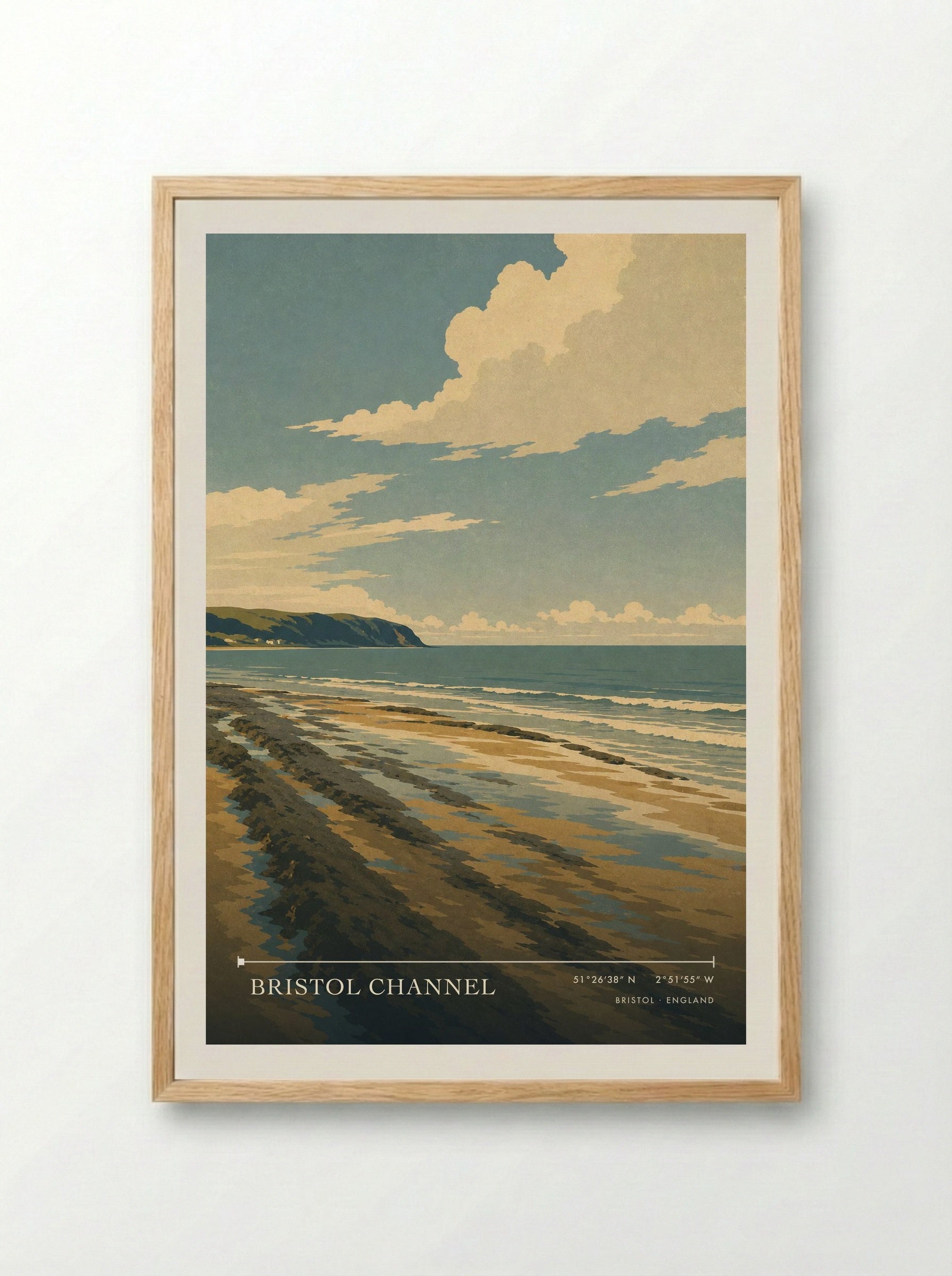 Bristol Channel England Travel Poster - Framed Print Wood
