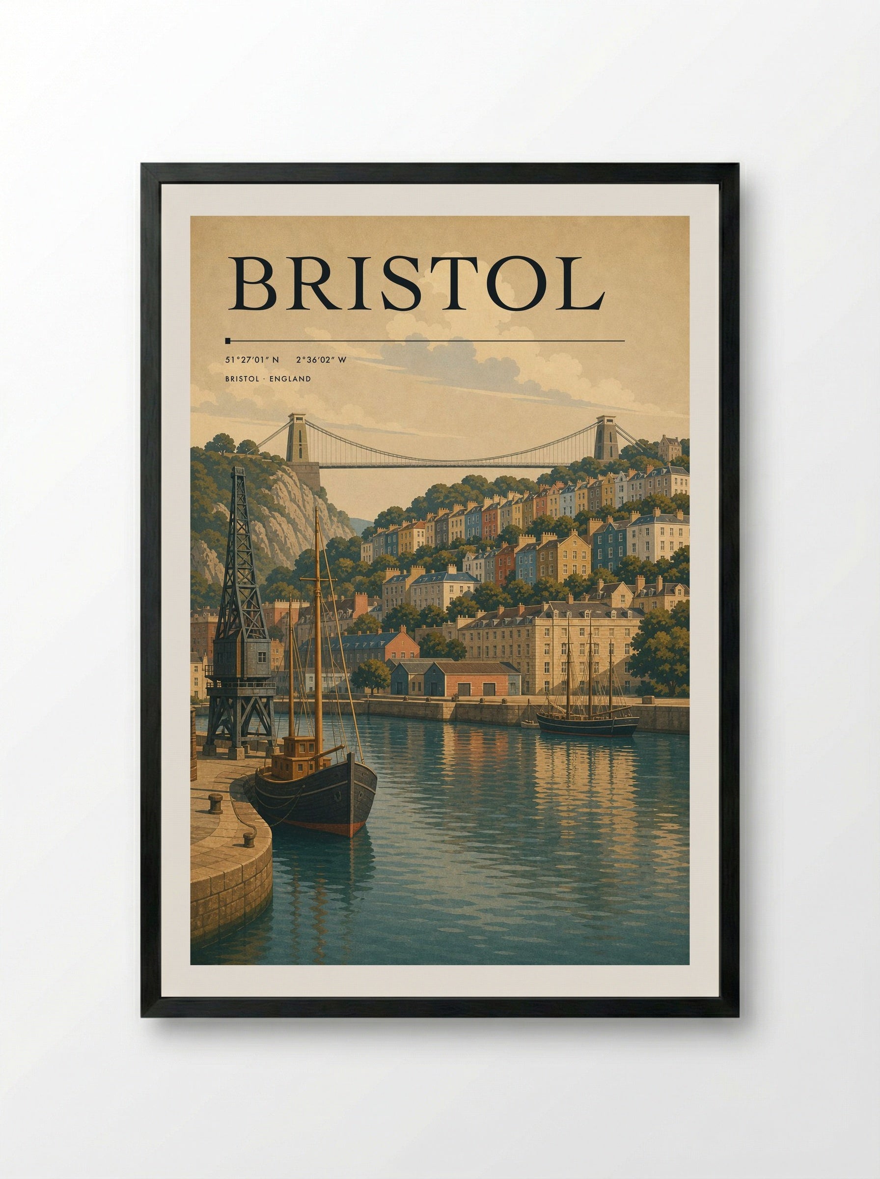 Bristol England Travel Poster - Framed Print Black