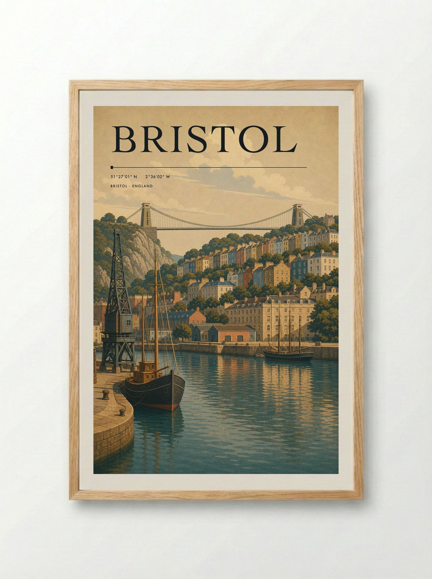 Bristol England Travel Poster - Framed Print Wood