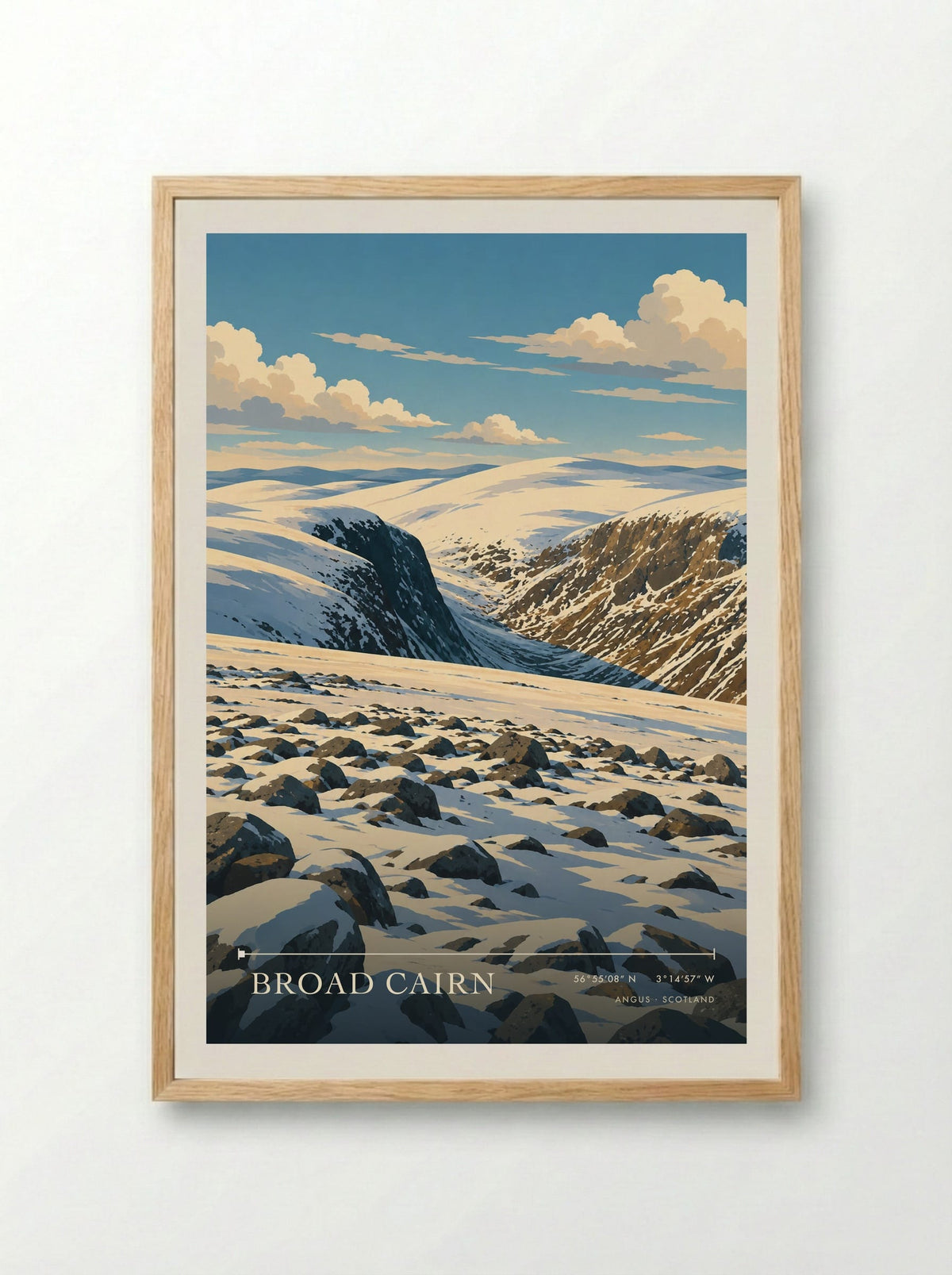 Broad Cairn, Angus | Travel Poster - Framed Print Wood