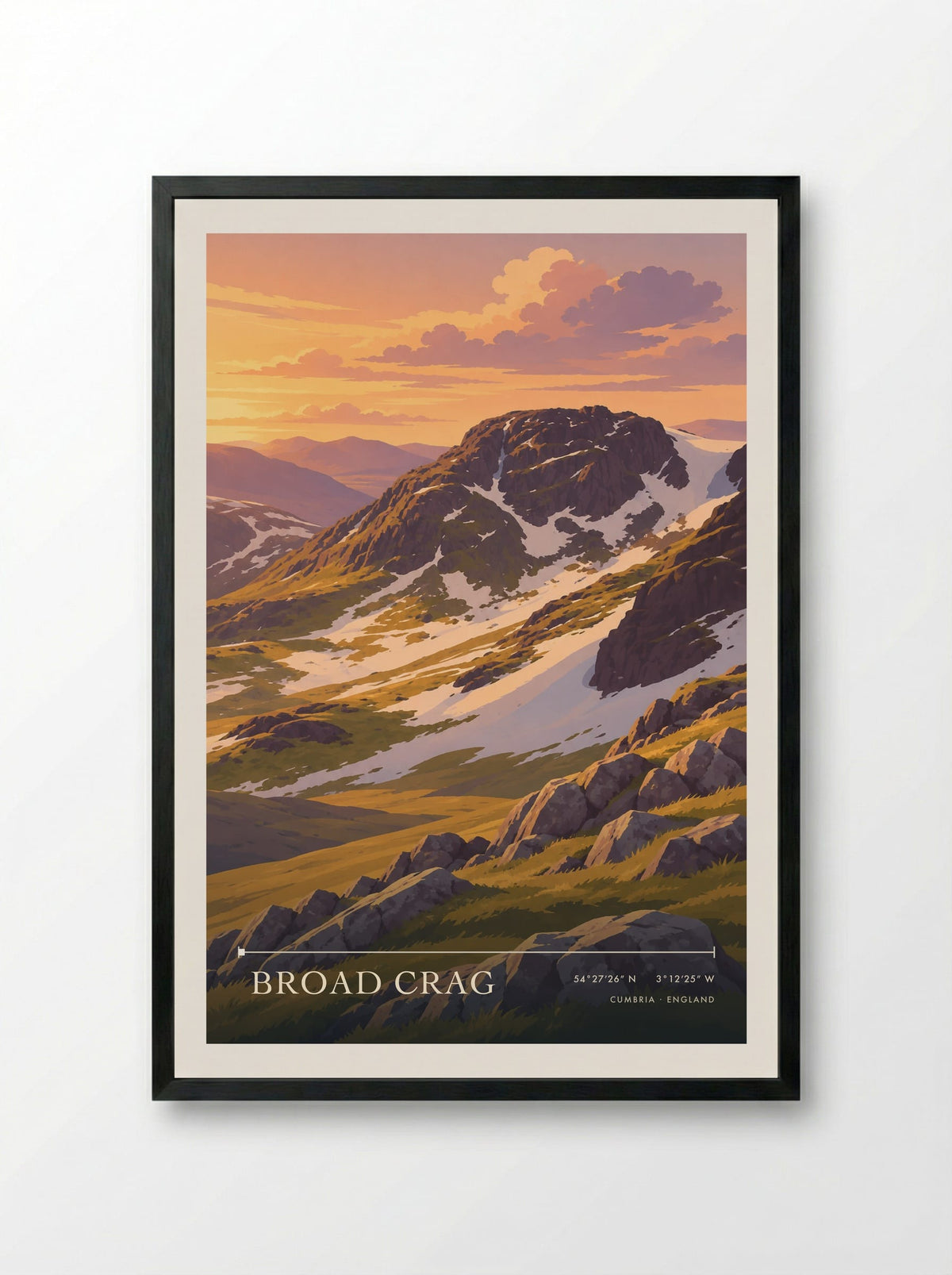 Broad Crag, Cumbria | Travel Poster - Framed Print Black