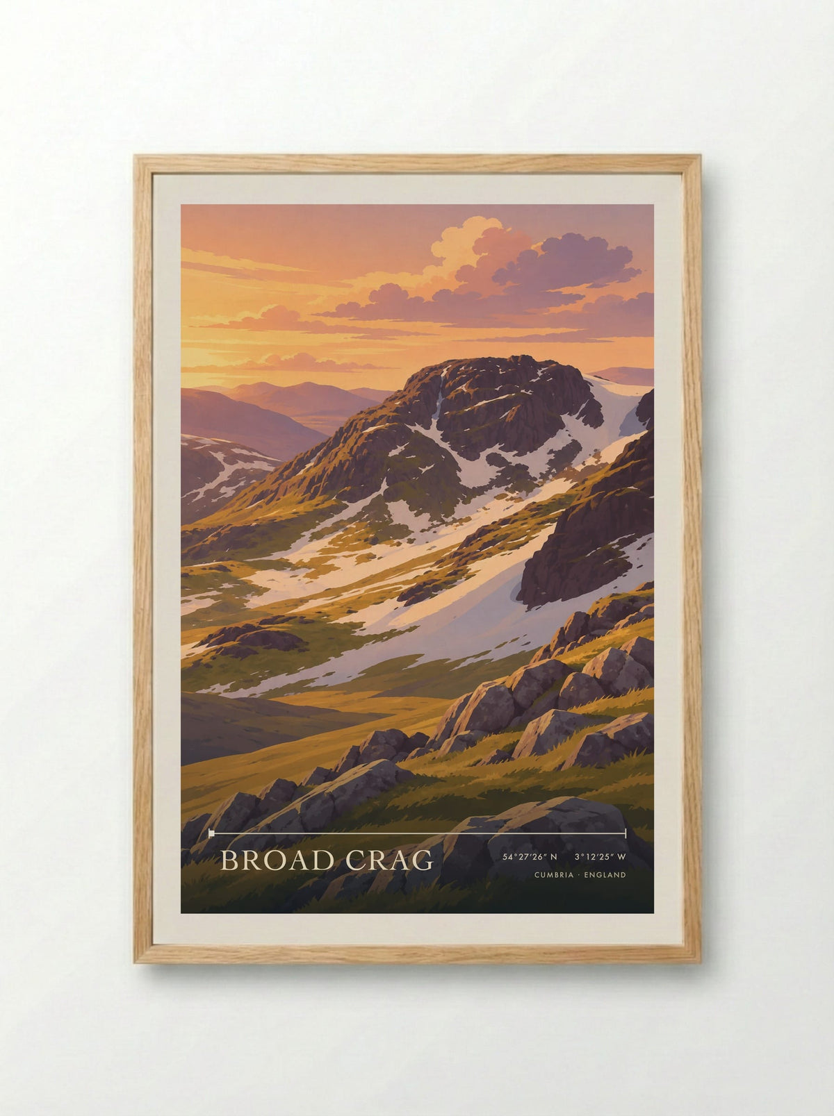 Broad Crag, Cumbria | Travel Poster - Framed Print Wood