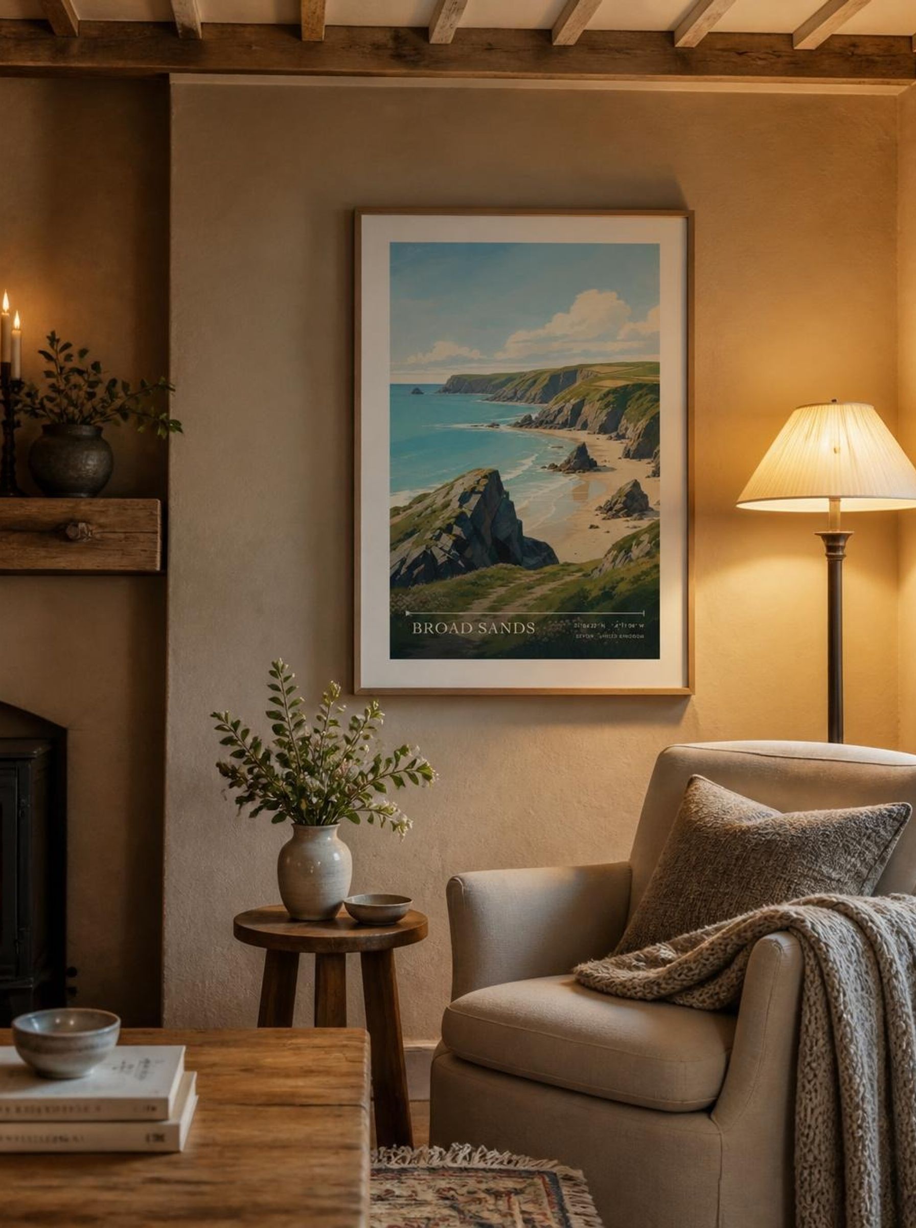Broad Sands Devon United Kingdom Travel Poster - Lifestyle