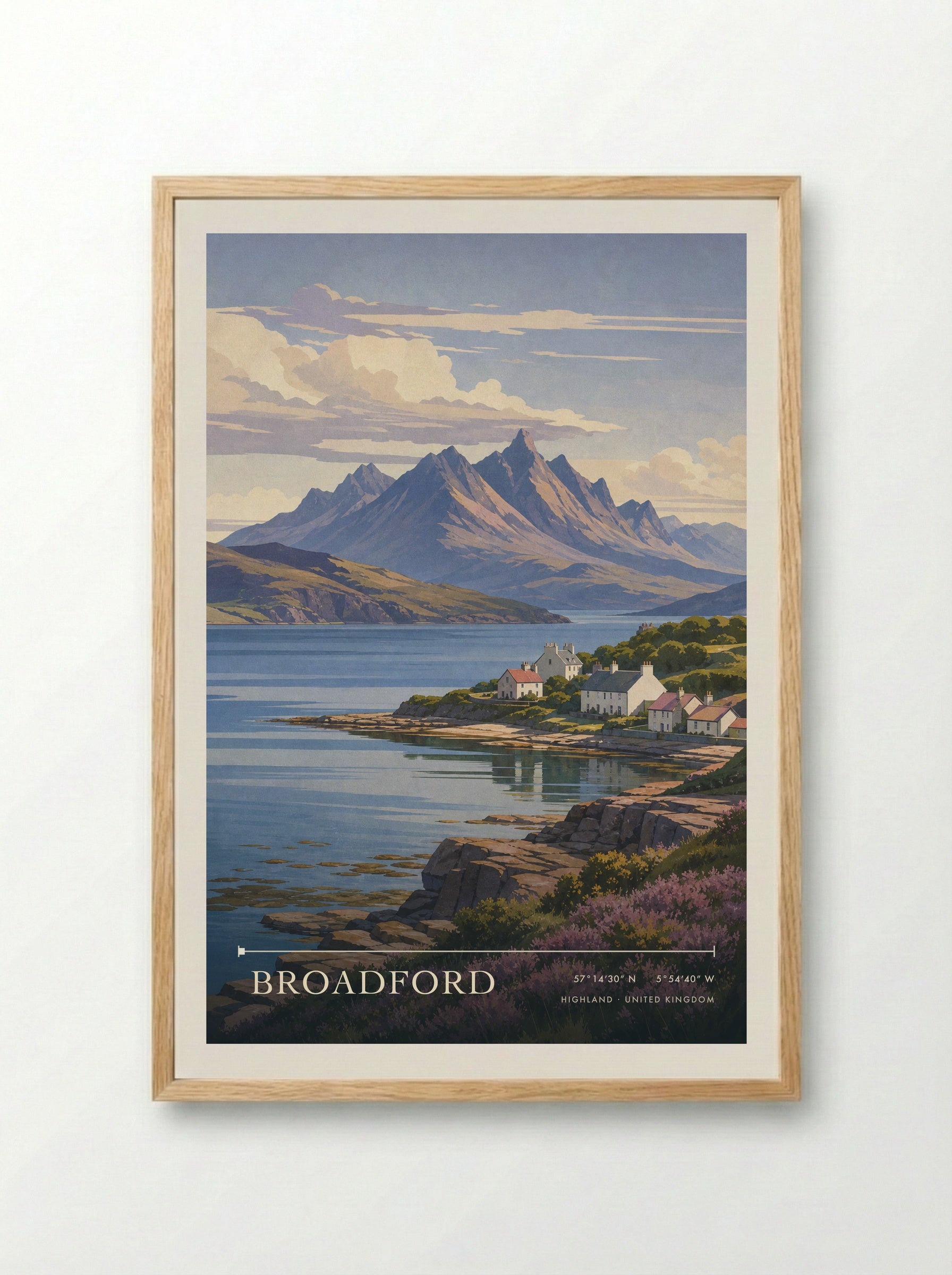 Broadford Highland United Kingdom Travel Poster - Framed Print Wood
