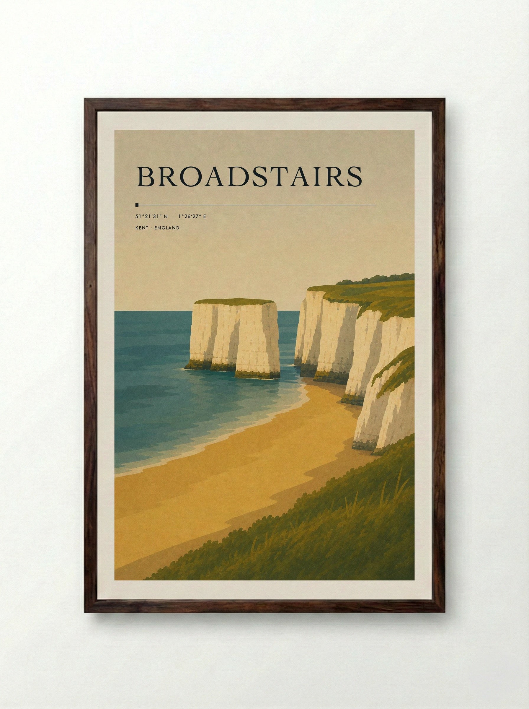 Broadstairs Travel Poster - Framed Print Dark Wood