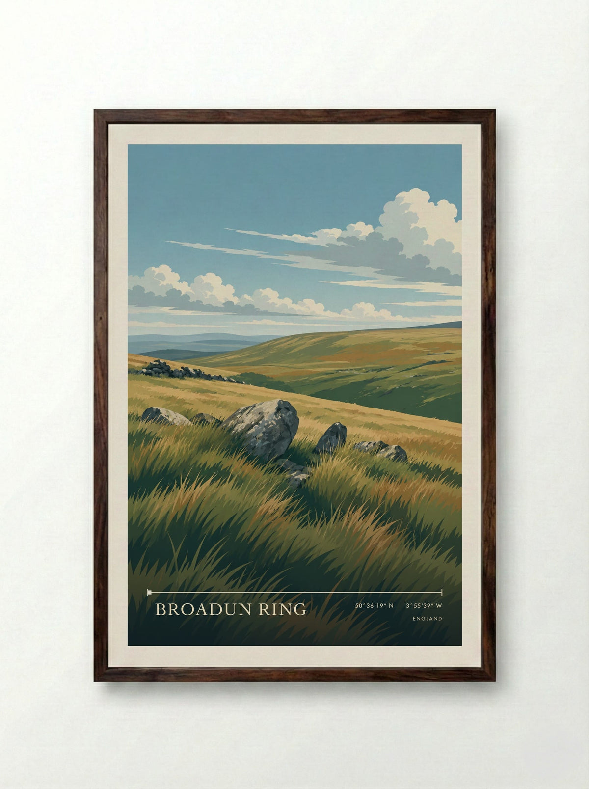 Broadun Ring | Travel Poster - Framed Print Dark Wood