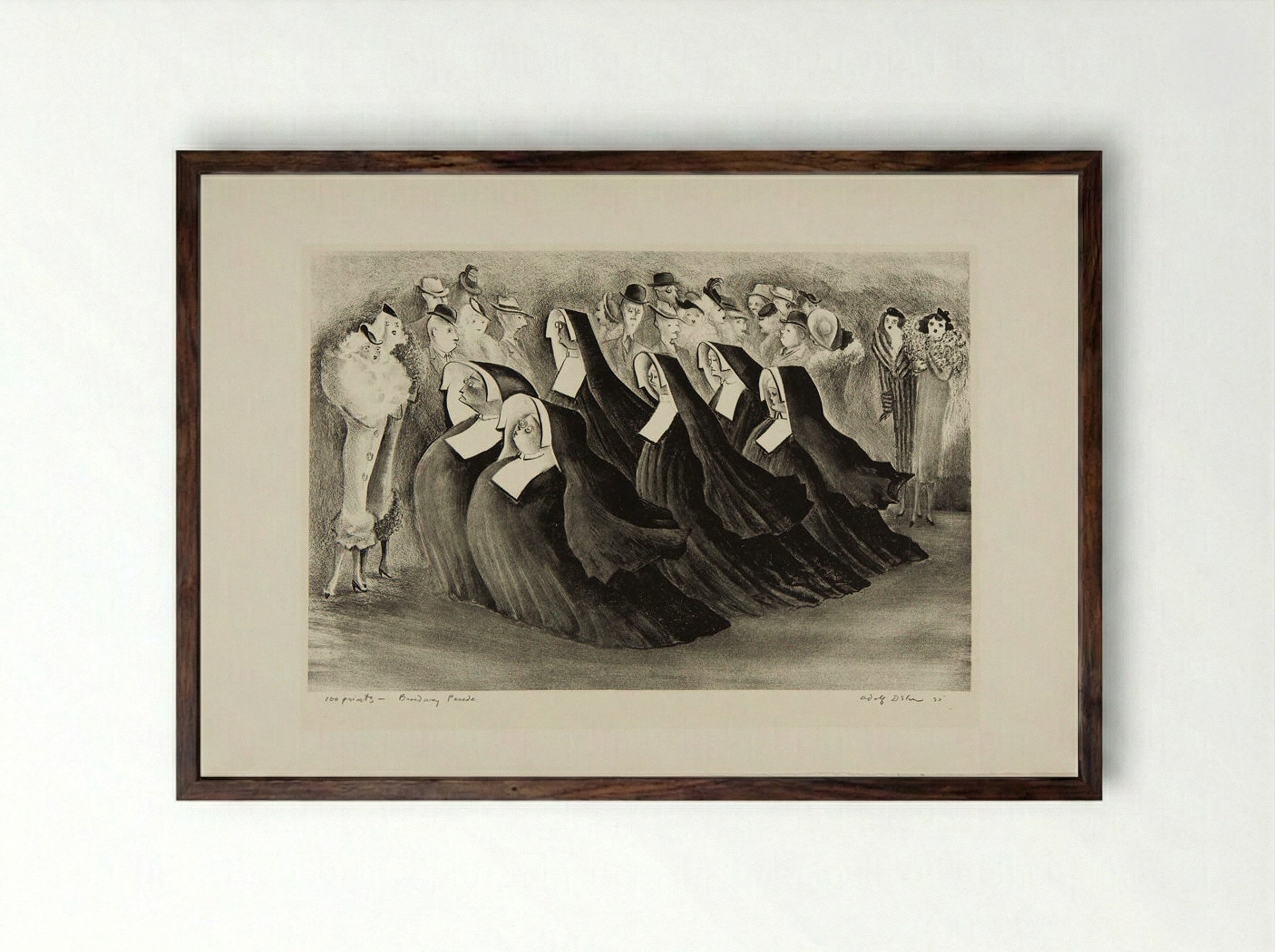Broadway Parade - Adolph Dehn - Framed Print Dark Wood