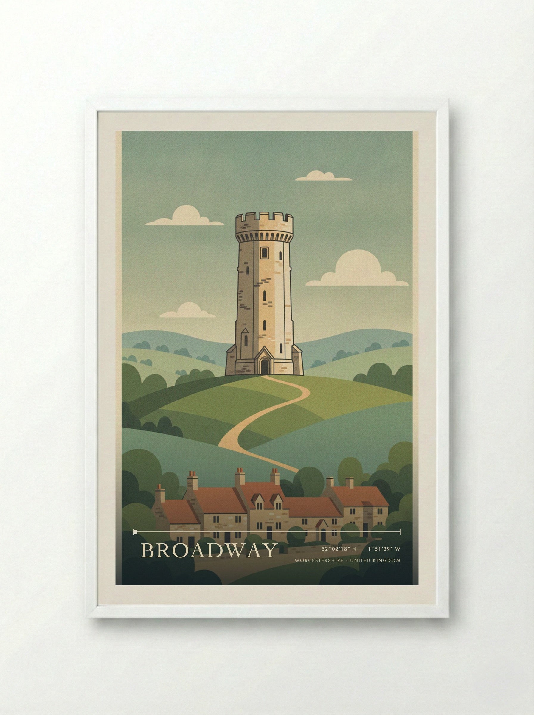 Broadway Worcestershire United Kingdom Travel Poster - Framed Print White
