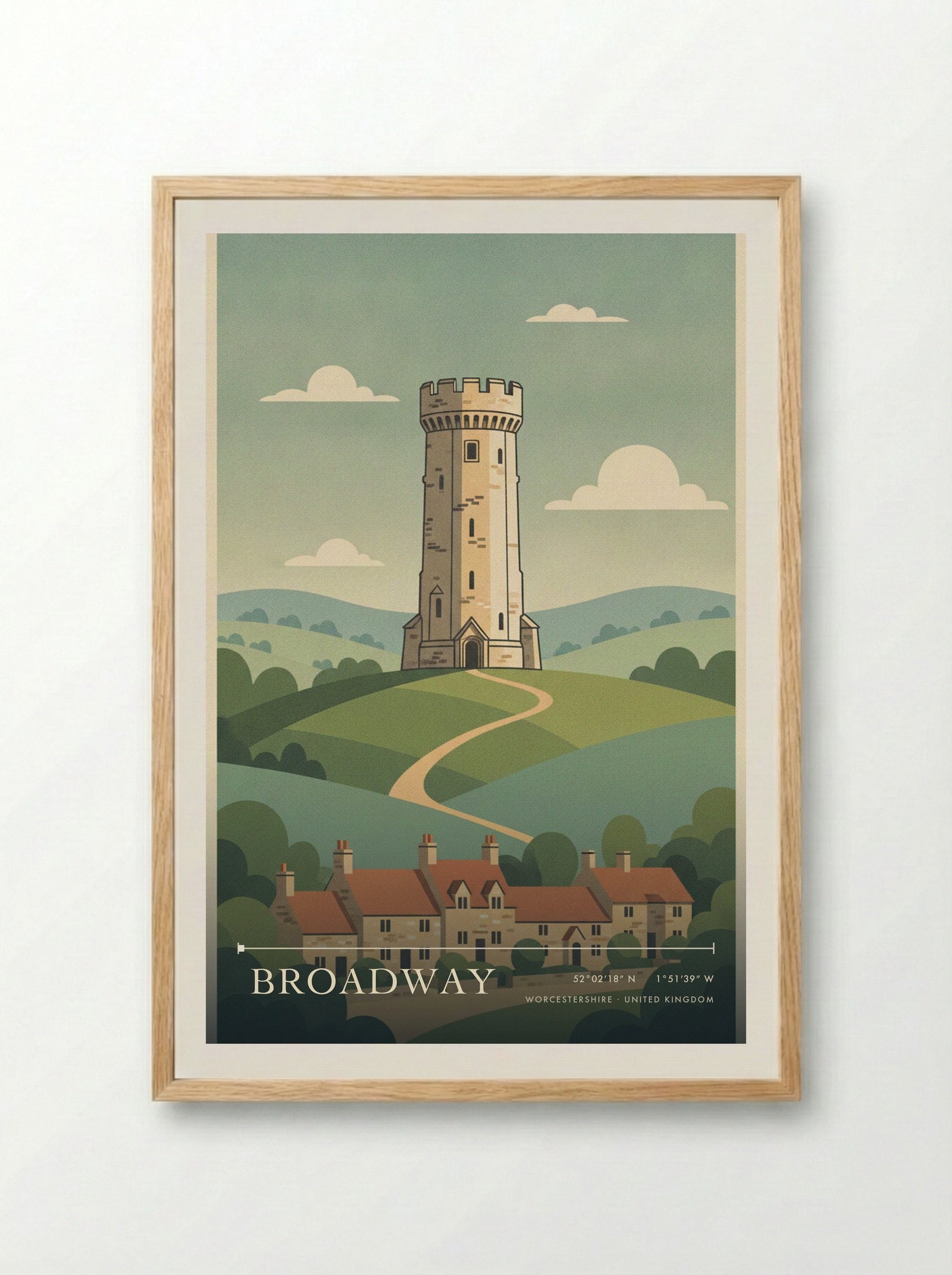 Broadway Worcestershire United Kingdom Travel Poster - Framed Print Wood