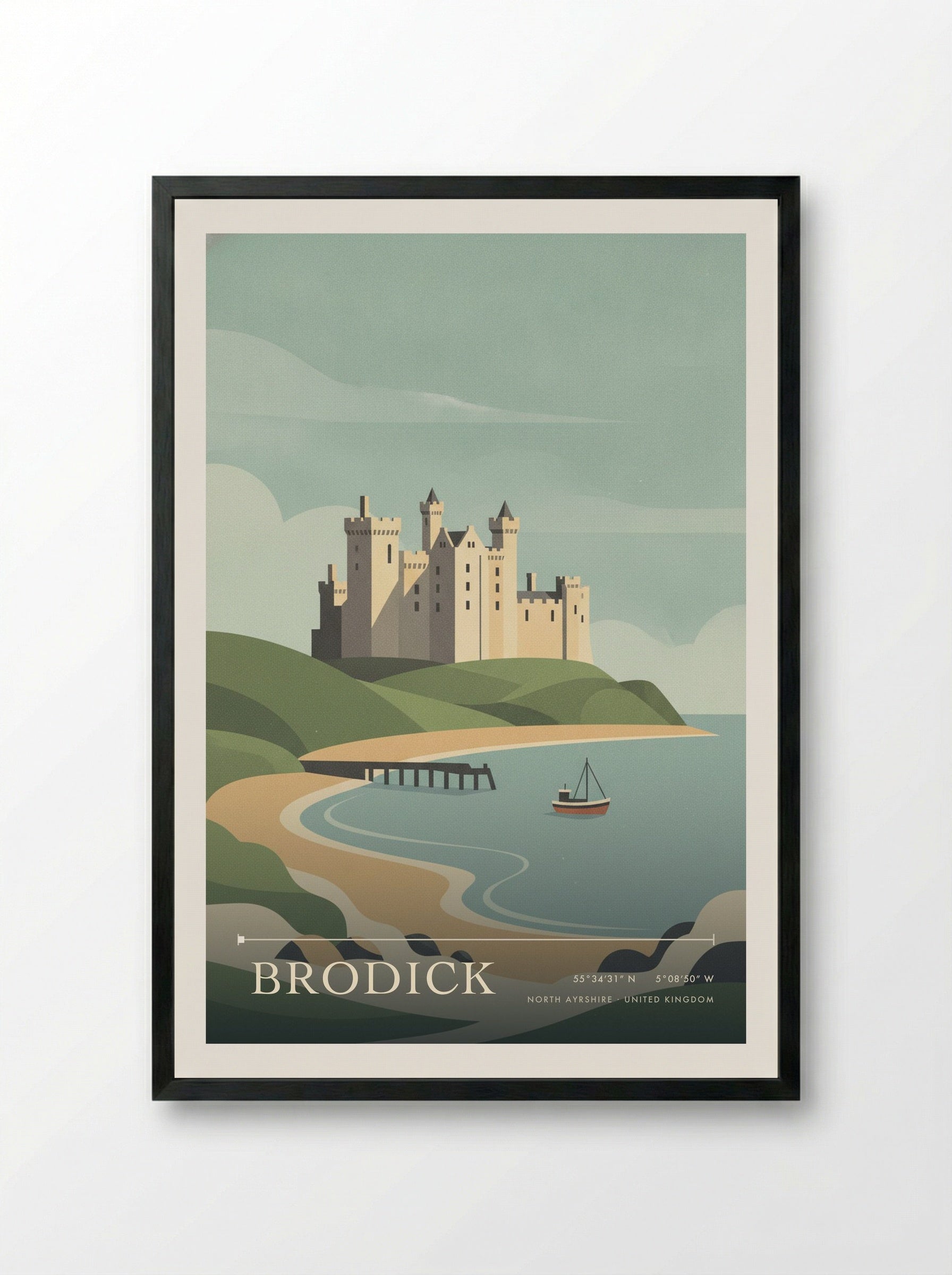 Brodick North Ayrshire United Kingdom Travel Poster - Framed Print Black