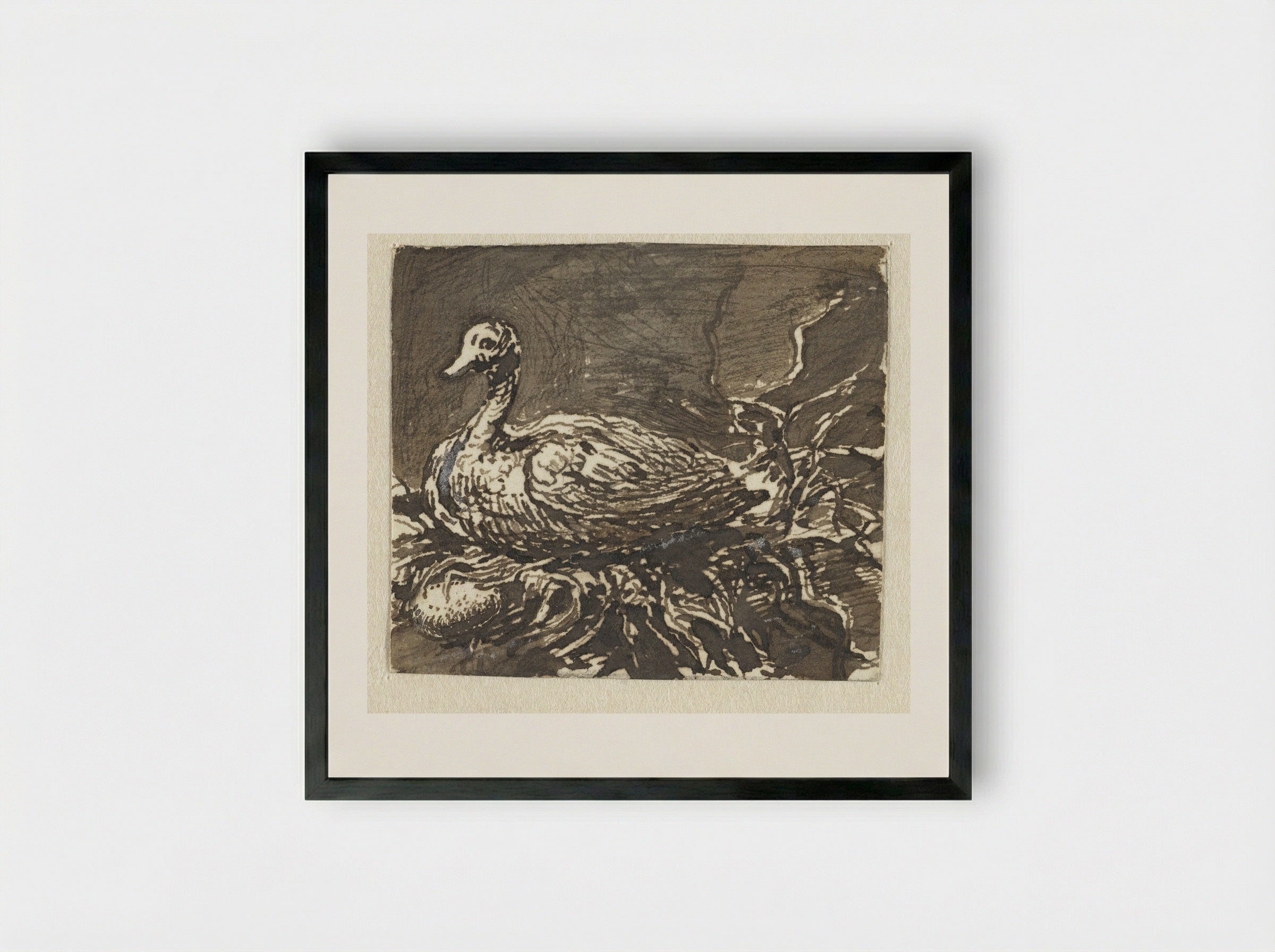 Broedende eend - Ernst Willem Jan Bagelaar - Framed Print Black