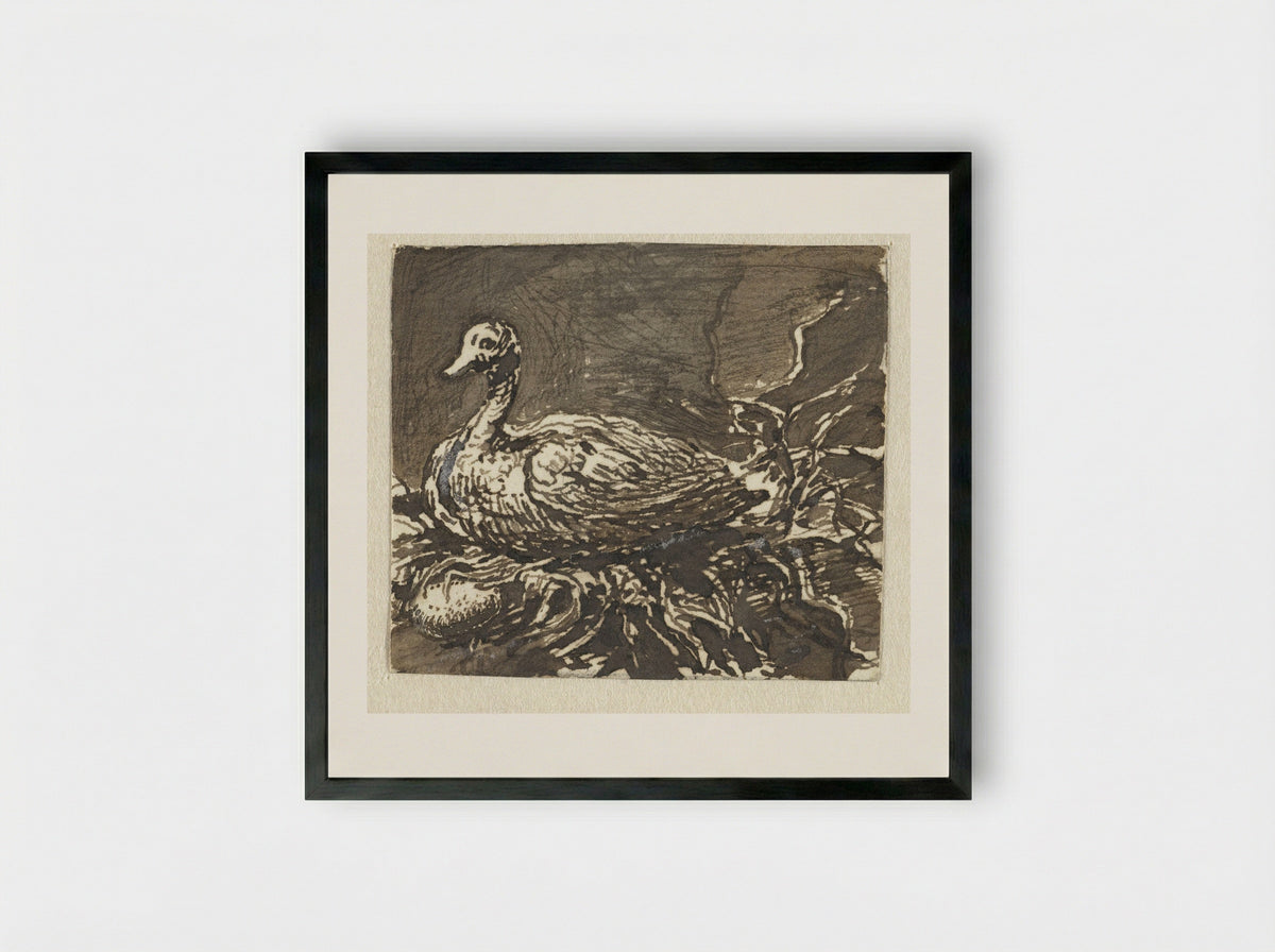Broedende eend - Ernst Willem Jan Bagelaar - Framed Print Black