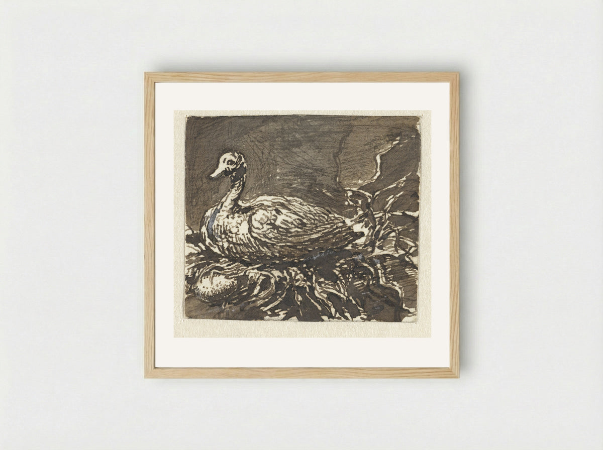 Broedende eend - Ernst Willem Jan Bagelaar - Framed Print Wood