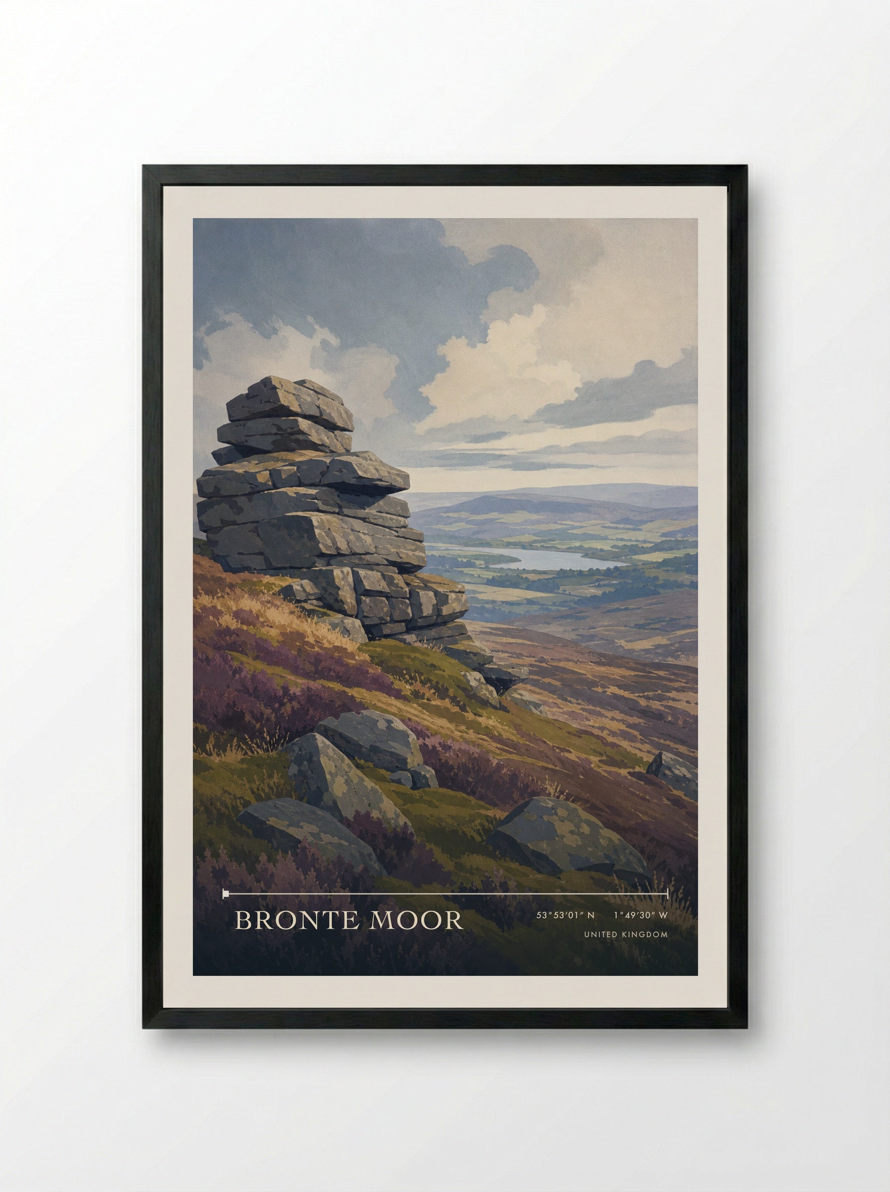 Bronte Moor United Kingdom Travel Poster - Framed Print Black