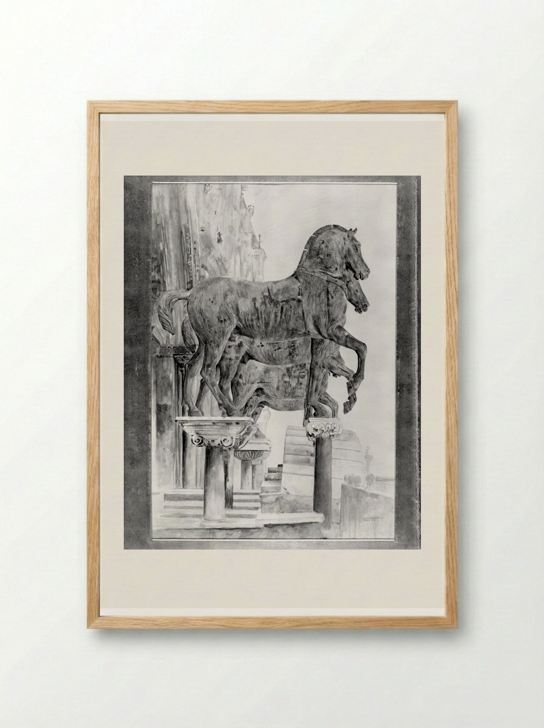 Bronze Horses, Piazza San Marco, Venice - Joseph Lindon Smith - Framed Print Wood