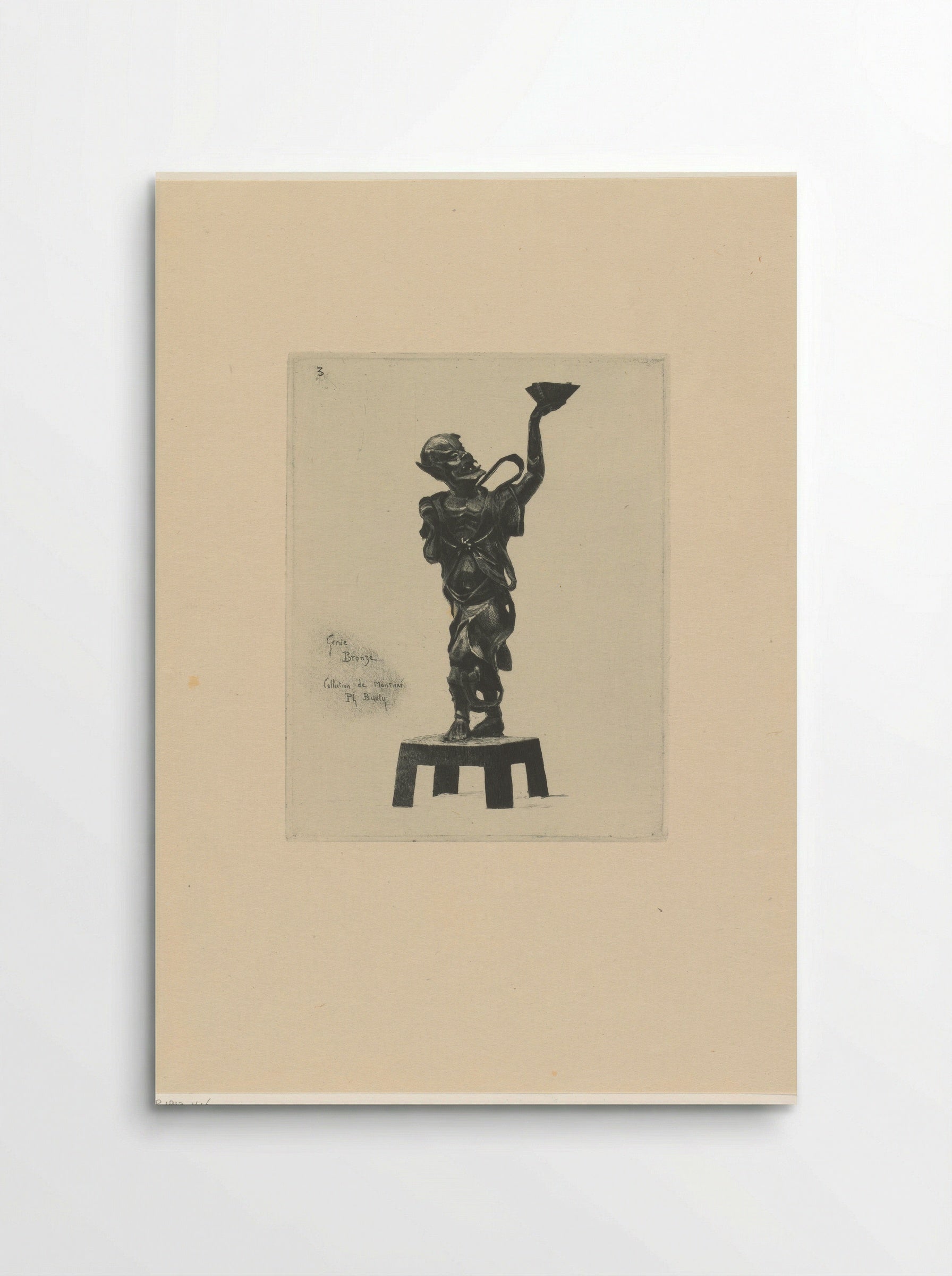 Bronzen beeld van een boze geest - Félix Hilaire Buhot - Poster