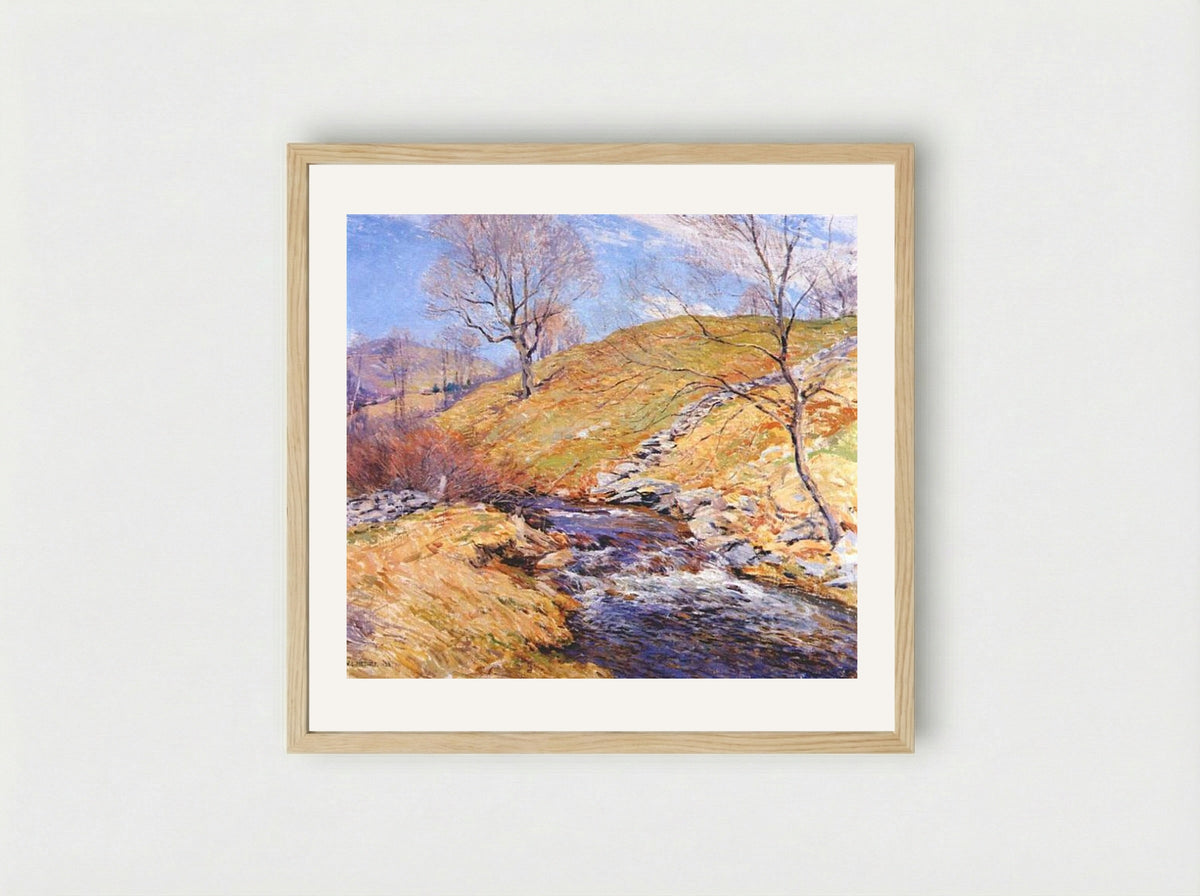 Brook in March - Willard Metcalf - Framed Print Wood