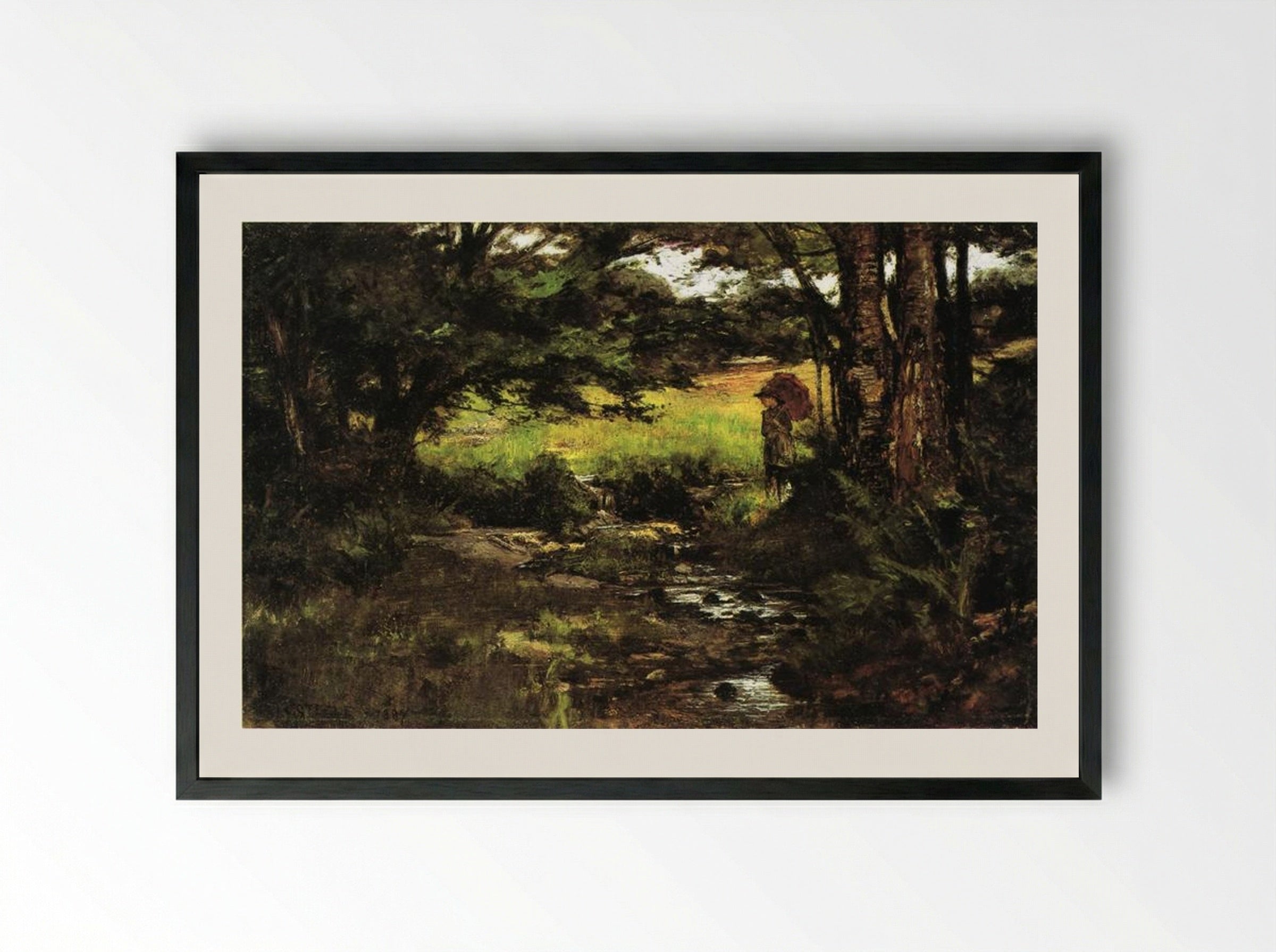 Brook in Woods - T. C. Steele - Framed Print Black