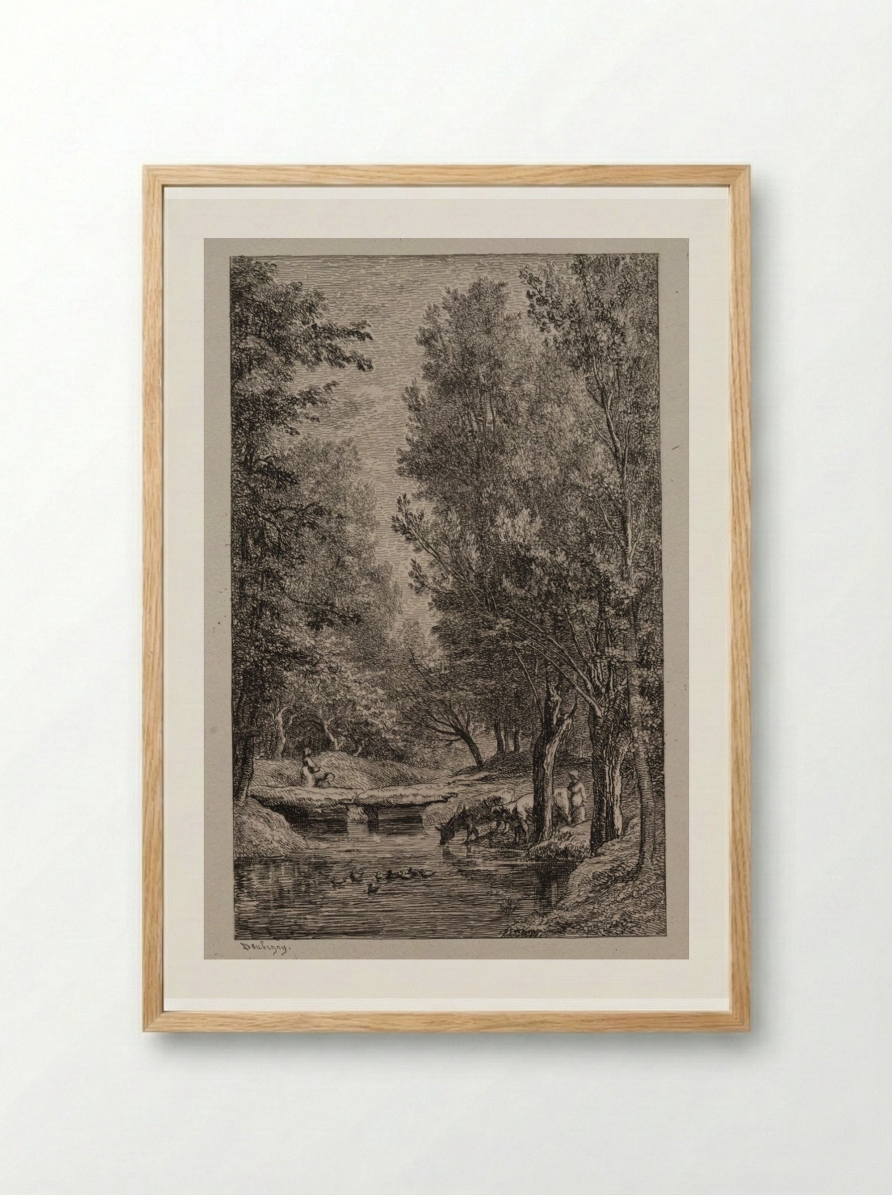 Brook in the Val Mondois - Charles-François Daubigny - Framed Print Wood