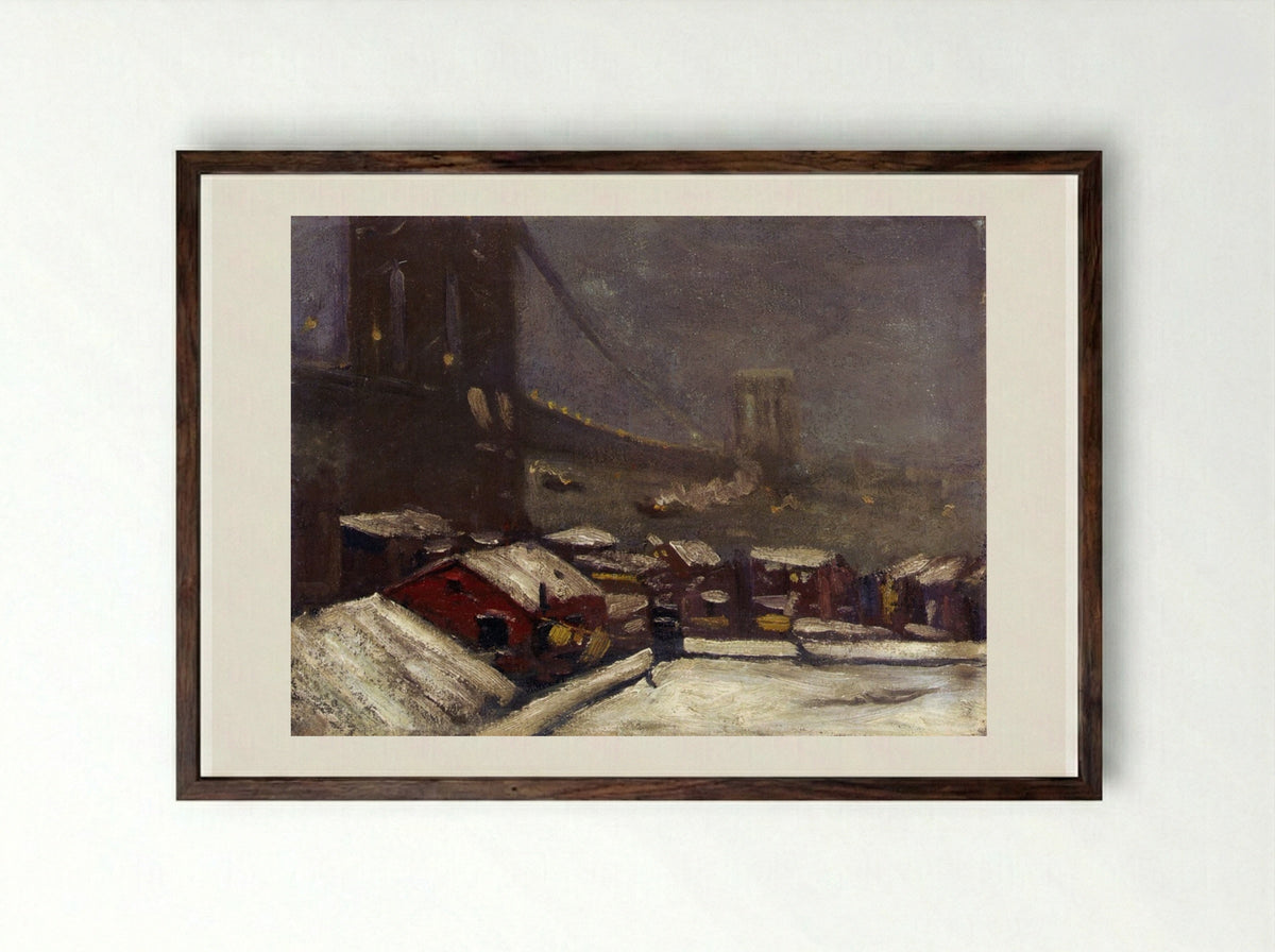 Brooklyn Bridge - George Luks - Framed Print Dark Wood
