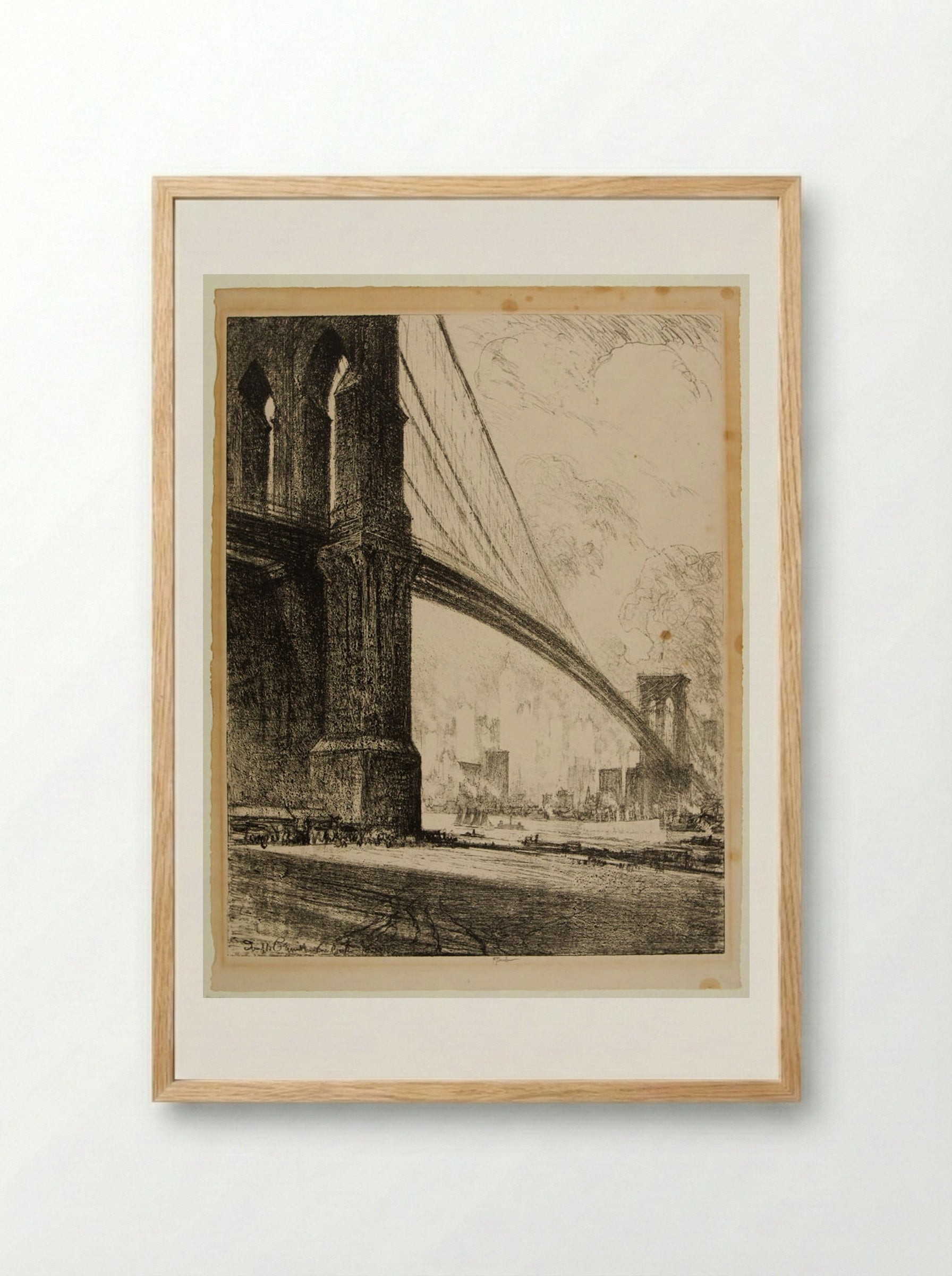 Brooklyn Bridge - Joseph Pennell - Framed Print Wood