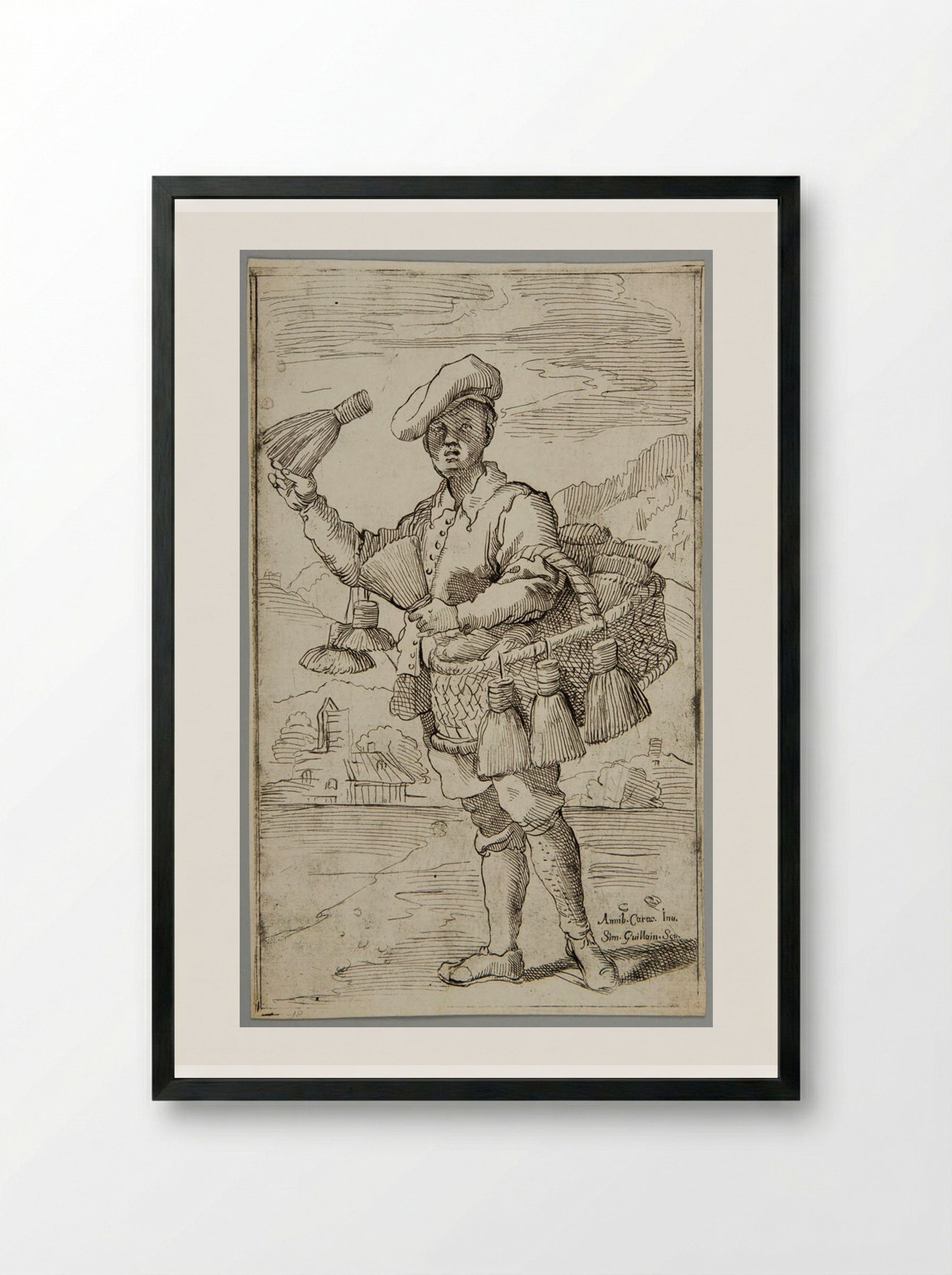Brooms!, plate 18 - Simon Guillain - Framed Print Black