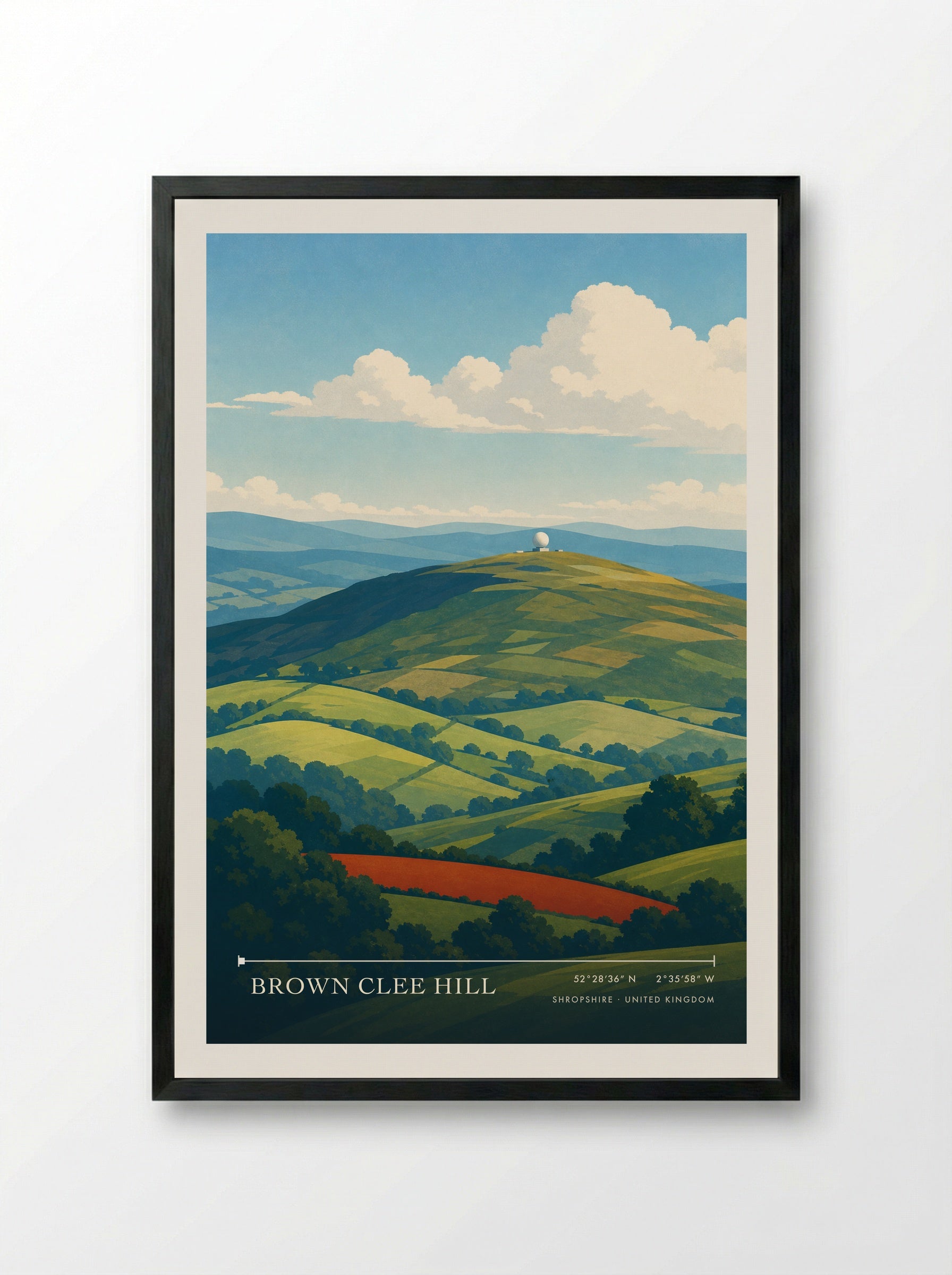 Brown Clee Hill Shropshire United Kingdom Travel Poster - Framed Print Black