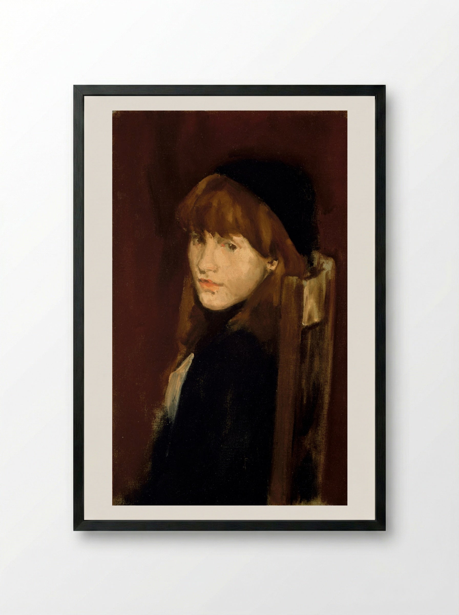 Brown and Gold: Lillie "In our Alley!" - James Abbott McNeill Whistler - Framed Print Black
