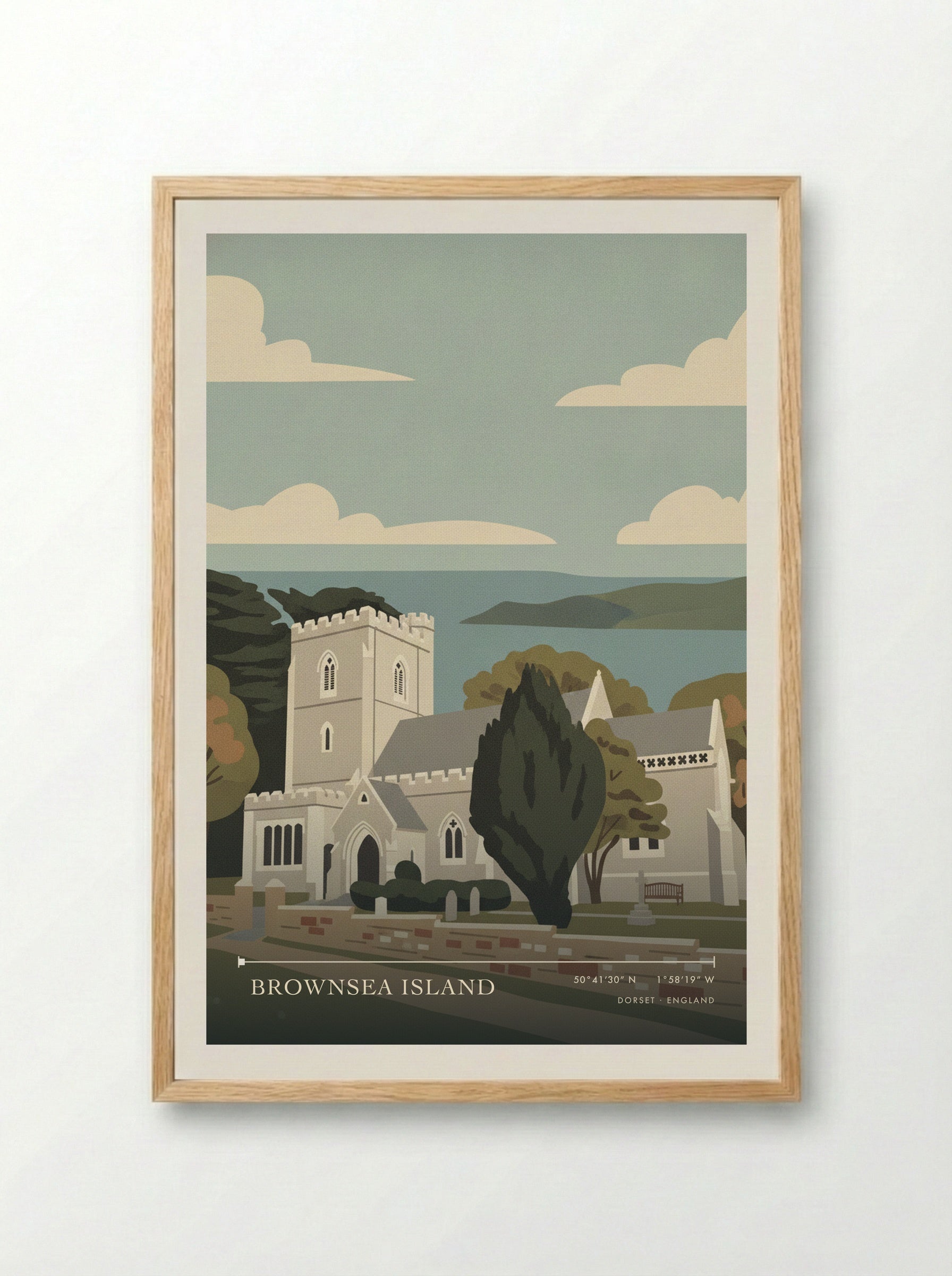 Brownsea Island Dorset England Travel Poster - Framed Print Wood