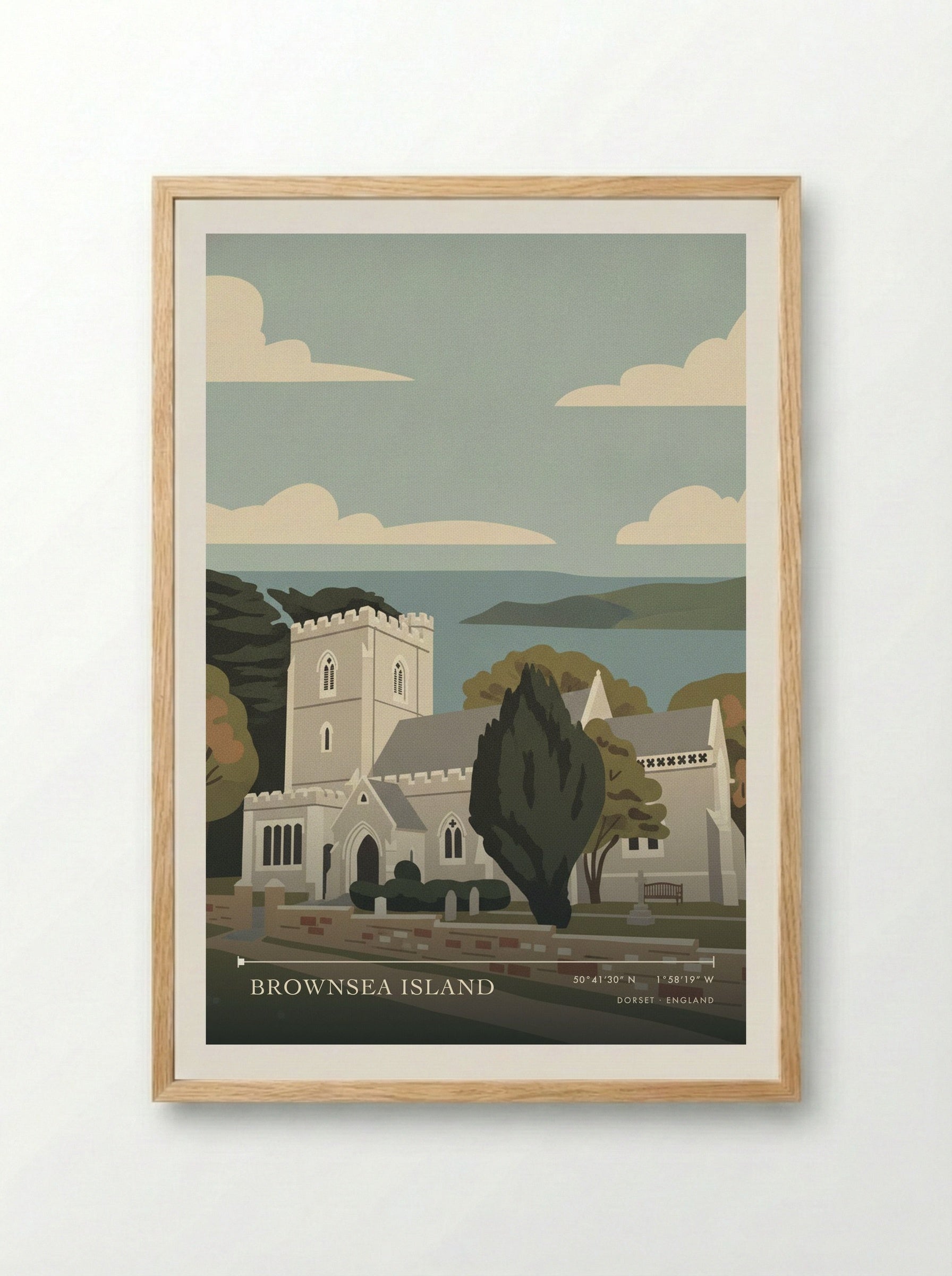 Brownsea Island Dorset England Travel Poster - Framed Print Wood