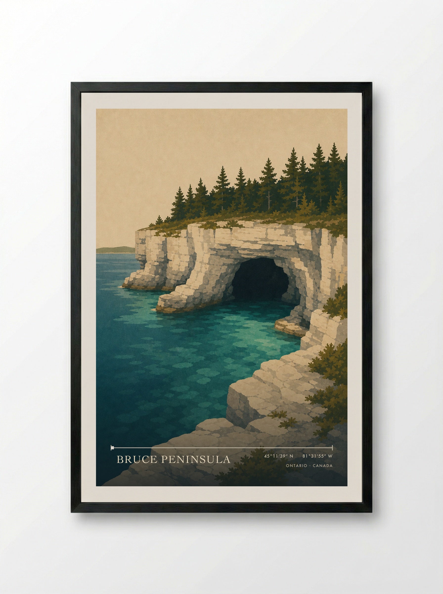Bruce Peninsula Travel Poster - Framed Print Black