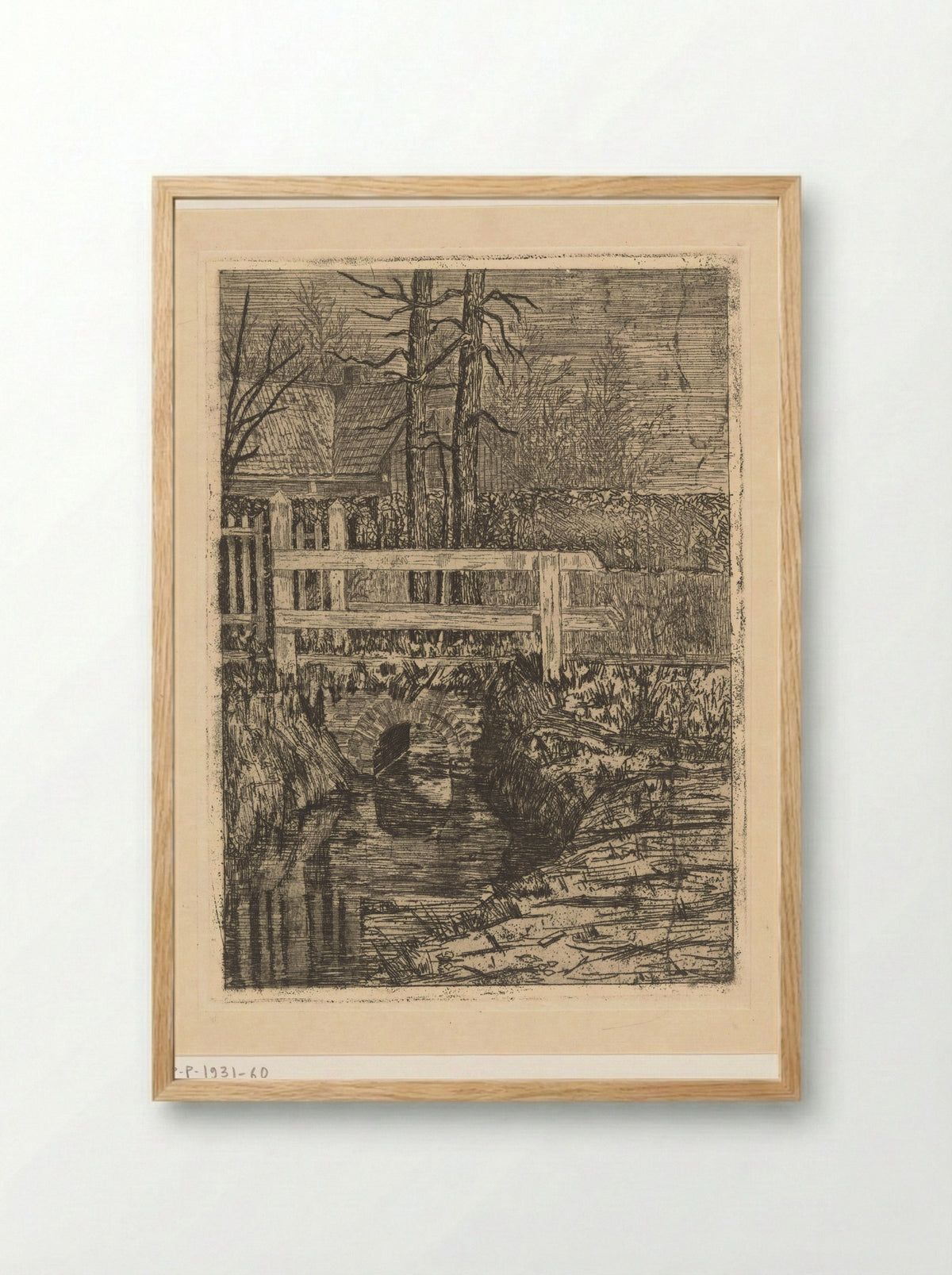 Brug met houten leuning over een sloot - Martinus van Regteren Altena - Framed Print Wood