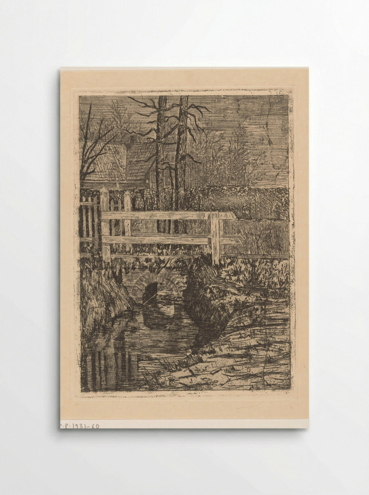 Brug met houten leuning over een sloot - Martinus van Regteren Altena - Poster