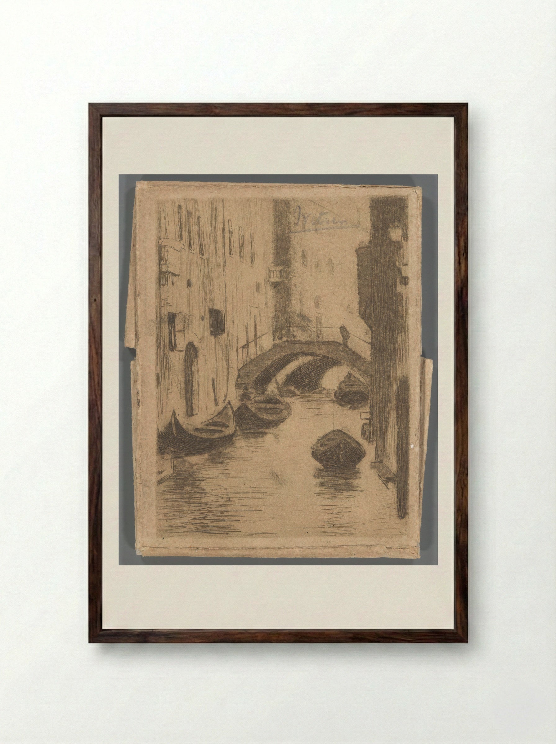 Brug over de Rio di San Toma, Venetië - Willem Witsen - Framed Print Dark Wood