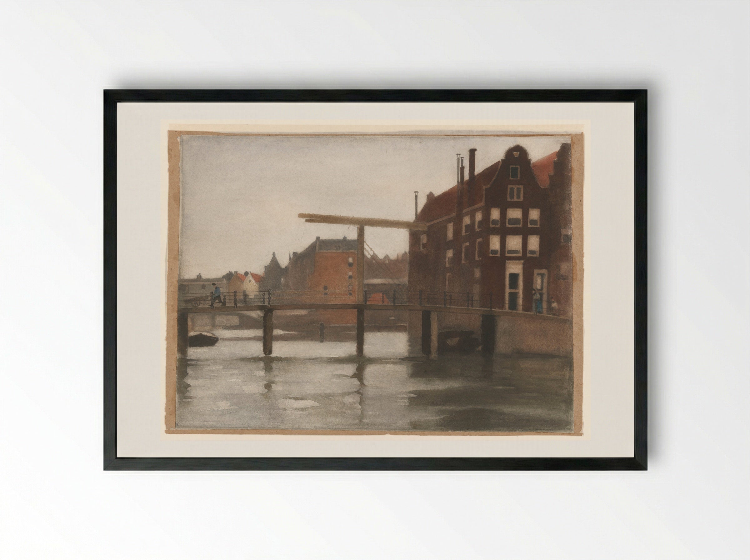 Brug tussen de eilanden Rapenburg en Uilenburg te Amsterdam - Willem Witsen - Framed Print Black