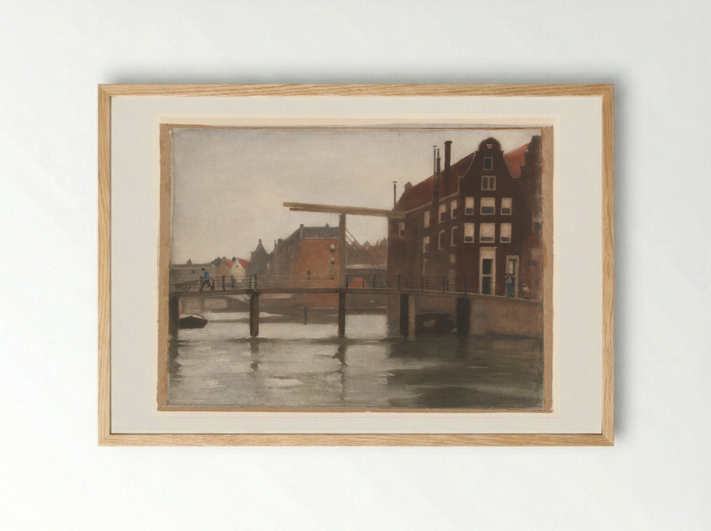 Brug tussen de eilanden Rapenburg en Uilenburg te Amsterdam - Willem Witsen - Framed Print Wood