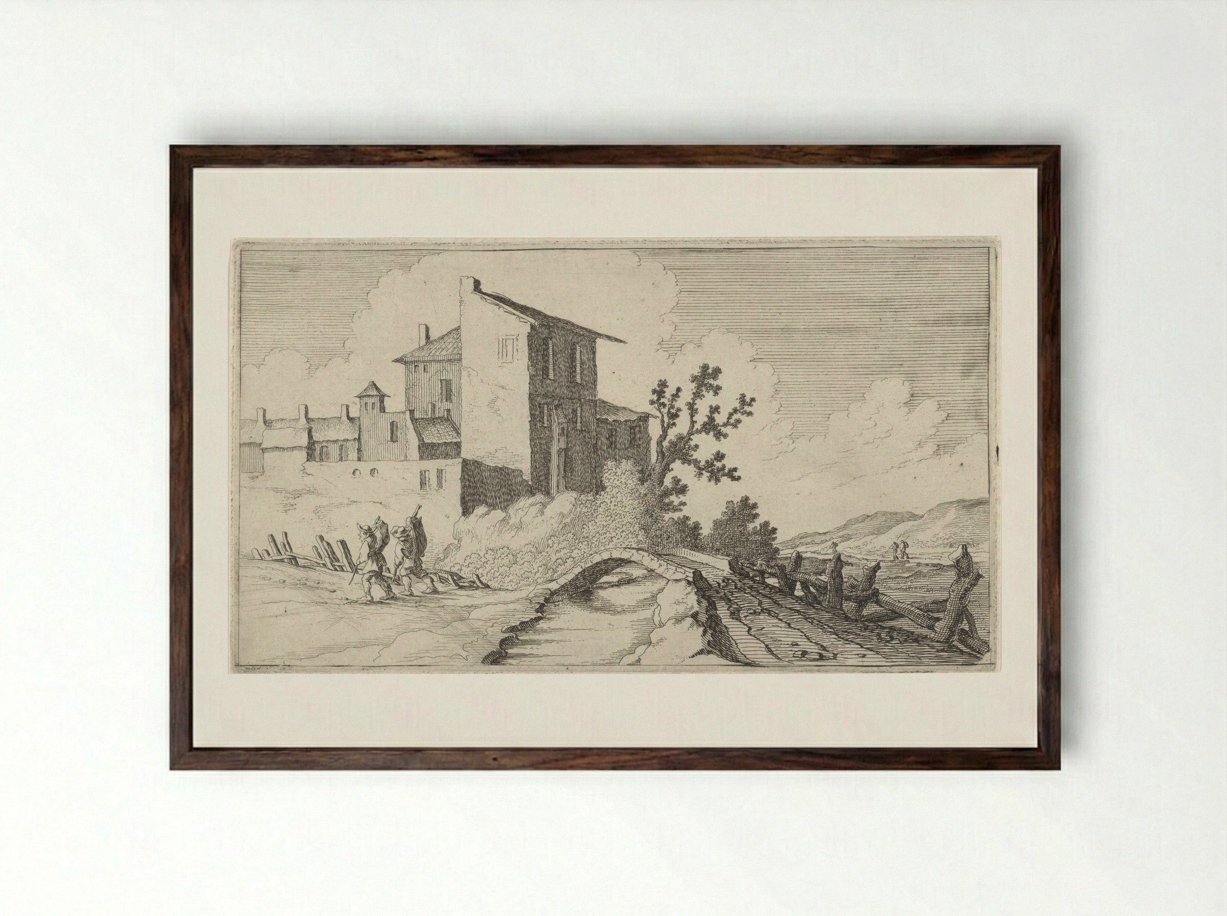 Brug voor ommuurde gebouwen - Gillis van Scheyndel (I) - Framed Print Dark Wood