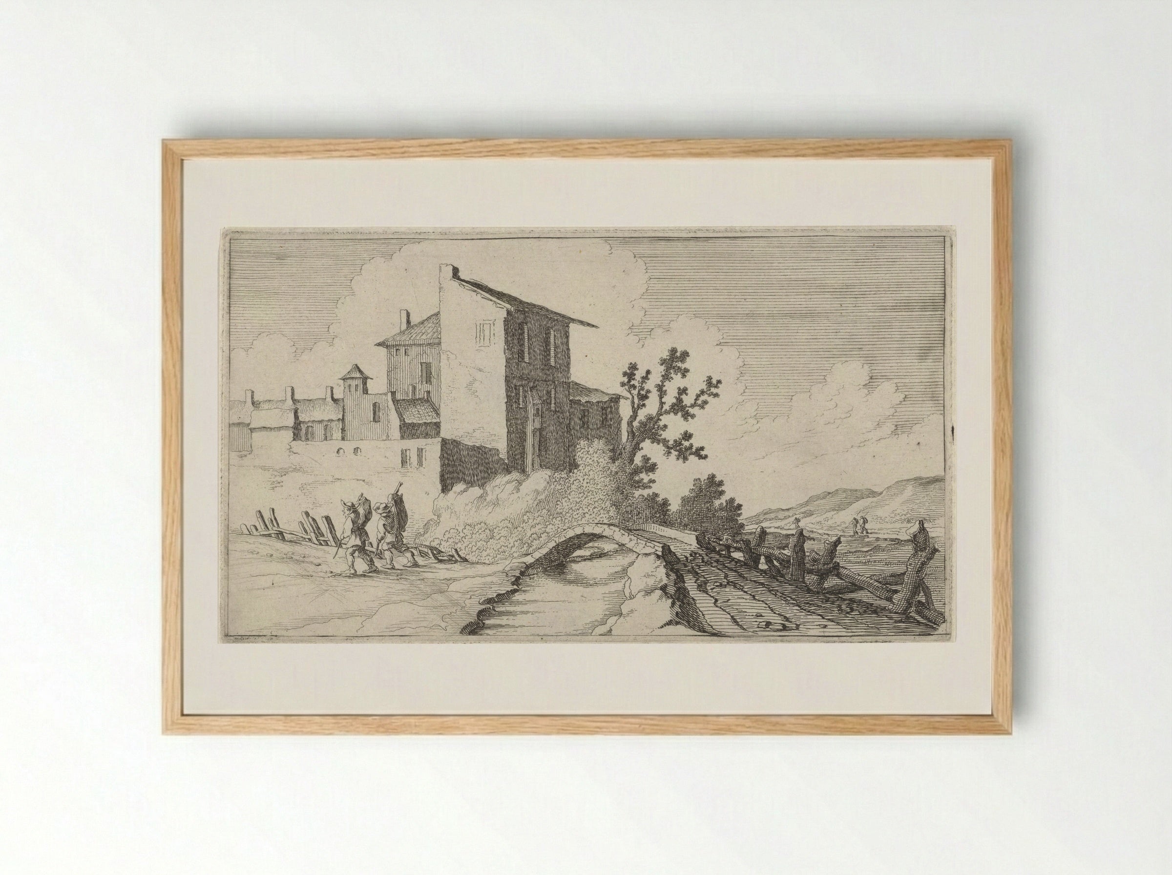 Brug voor ommuurde gebouwen - Gillis van Scheyndel (I) - Framed Print Wood
