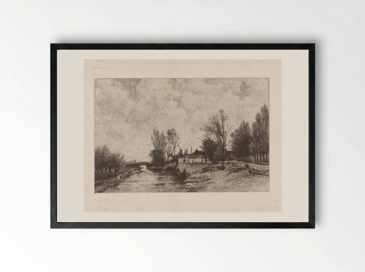 Bruggetje bij Beek - Willem Oppenoorth - Framed Print Black