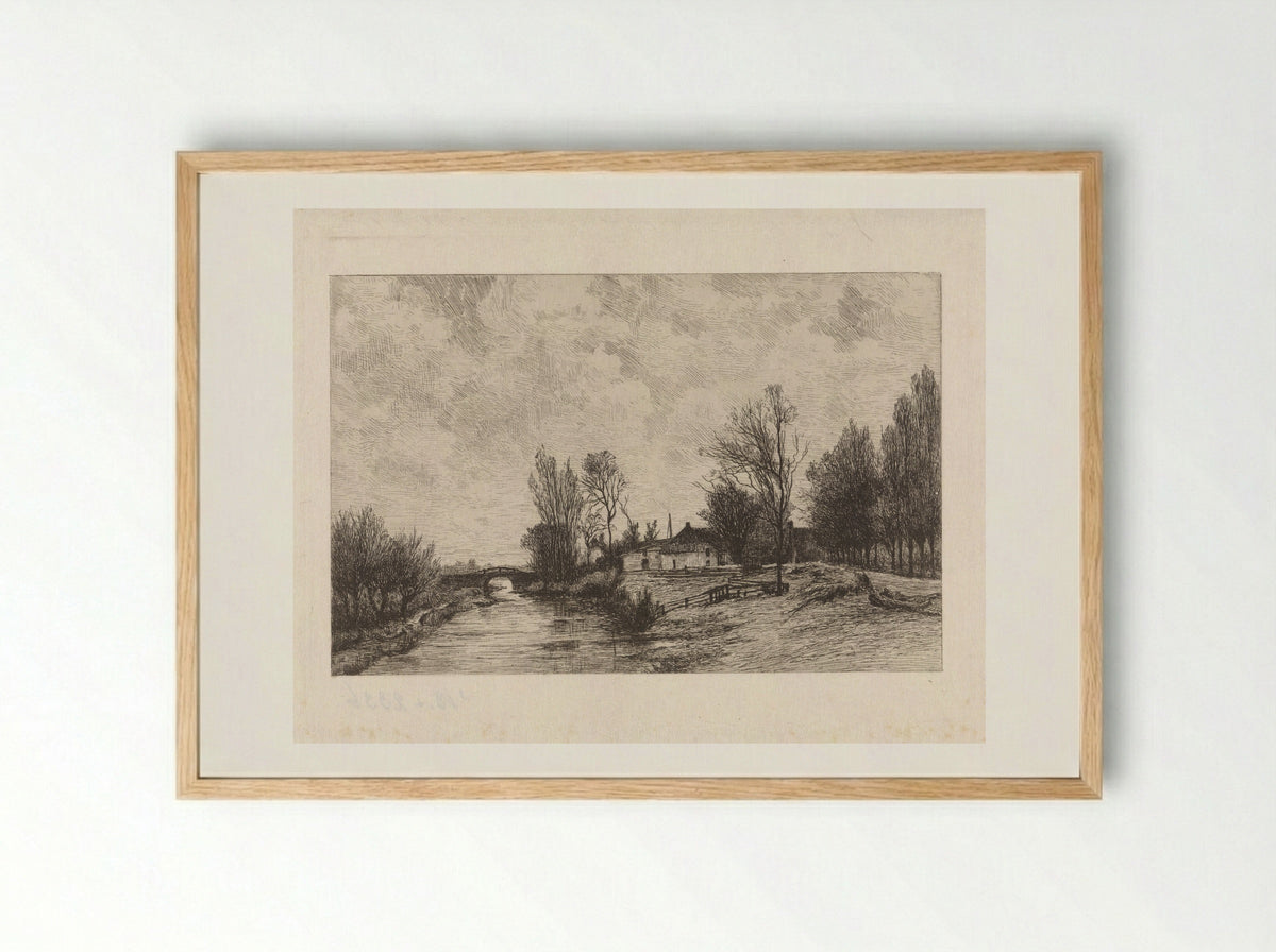 Bruggetje bij Beek - Willem Oppenoorth - Framed Print Wood