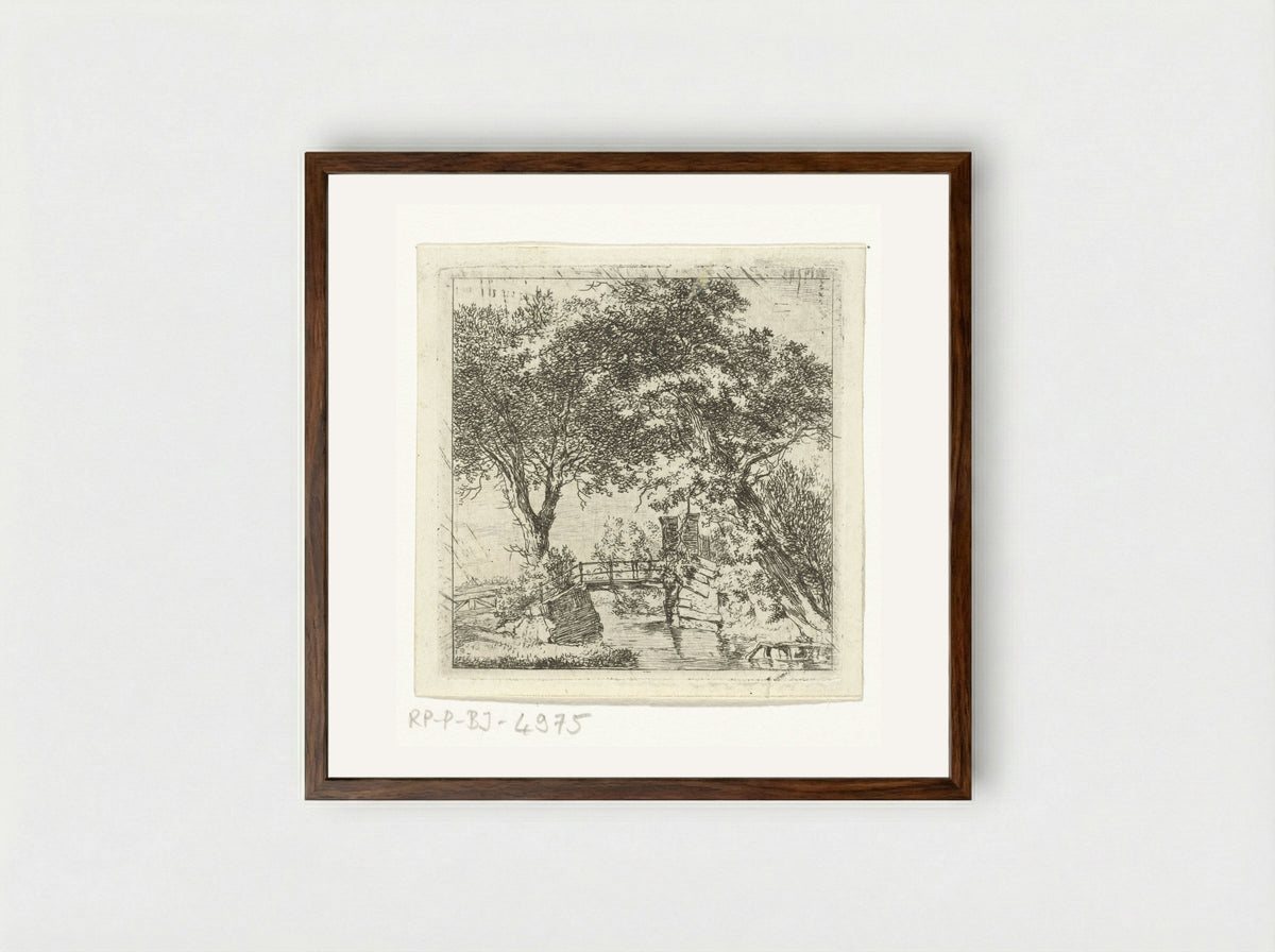 Bruggetje bij Sandenhoef, Overveen - Hermanus van Brussel - Framed Print Dark Wood