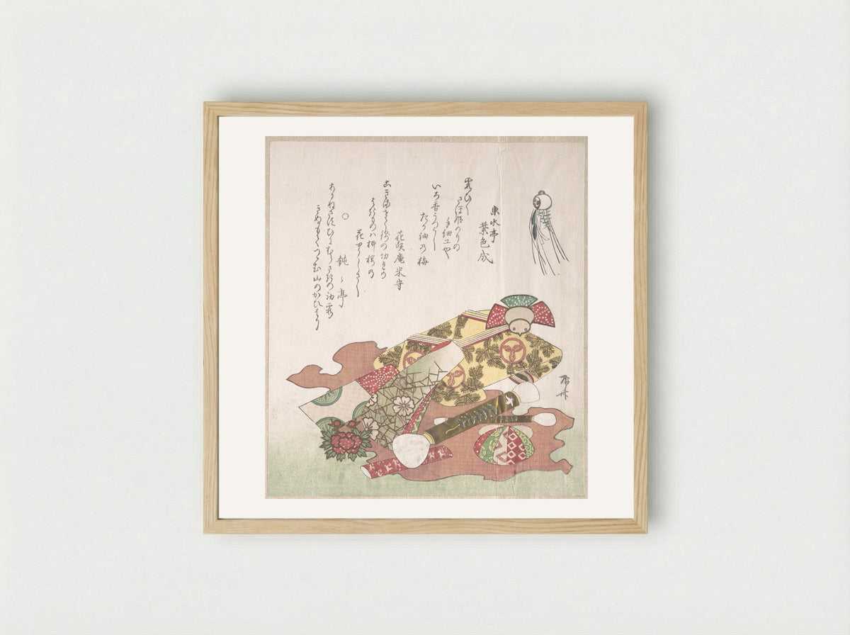 Brushes and Paper Ornaments - Ryūryūkyo Shinsai - Framed Print Wood