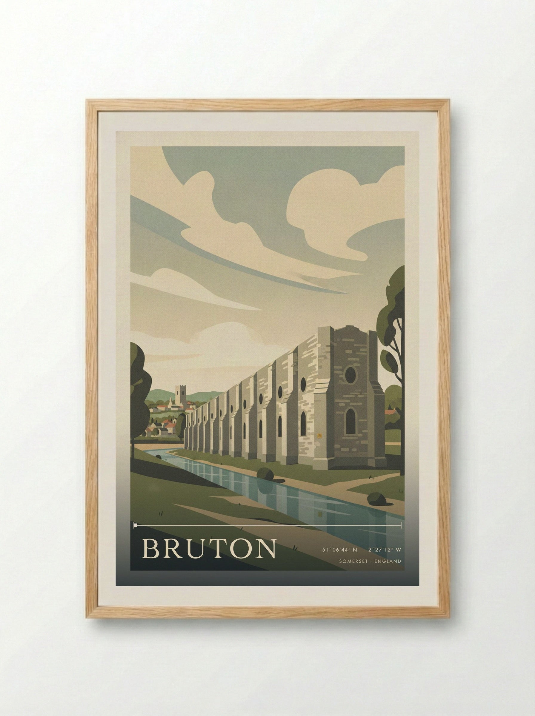 Bruton Somerset England Travel Poster - Framed Print Wood