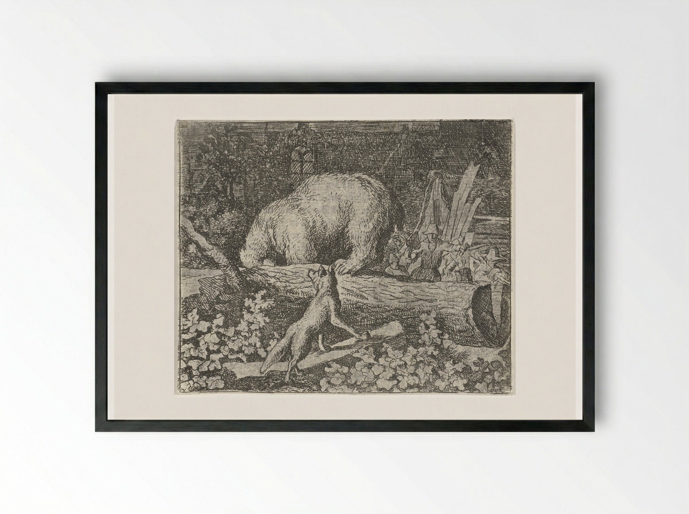 Bruun the Bear in the Trap - Allaert van Everdingen - Framed Print Black