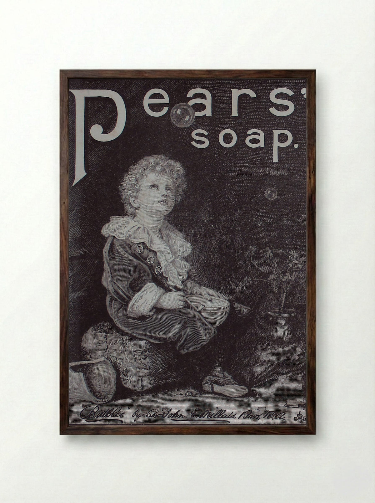 Bubbles - John Everett Millais - Framed Print Dark Wood