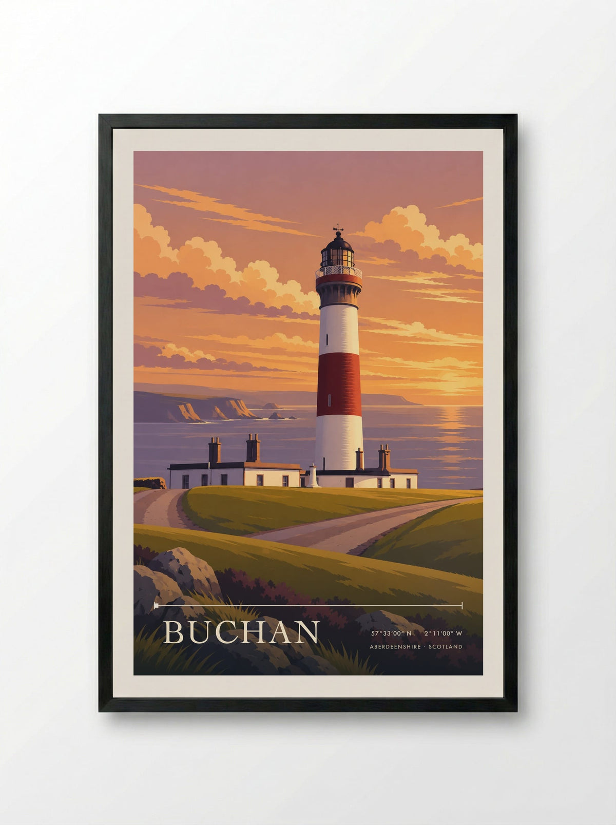 Buchan, Aberdeenshire | Travel Poster - Framed Print Black